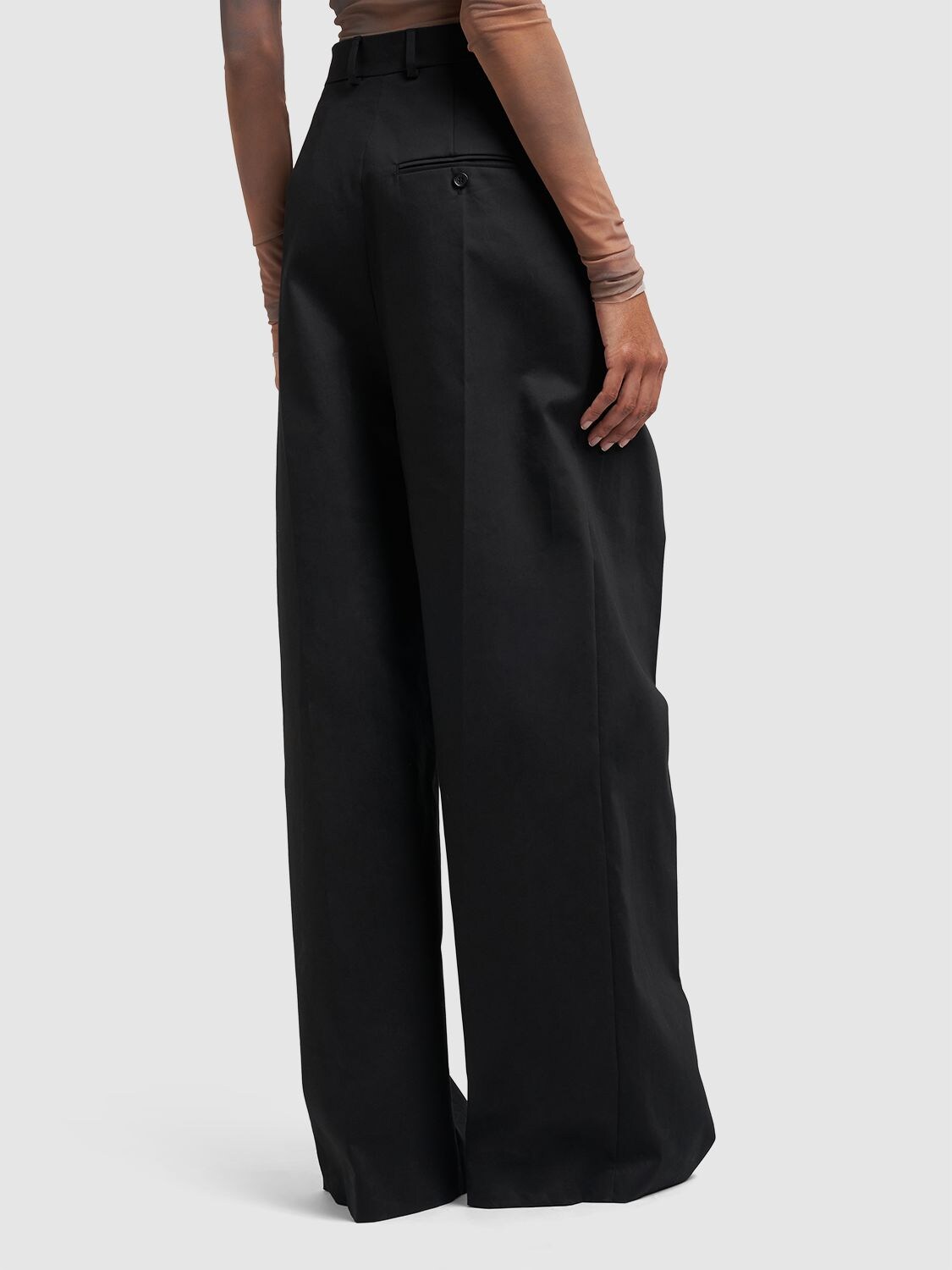 Shop Sportmax Fanfara Cotton Twill Wide Leg Pants In Black