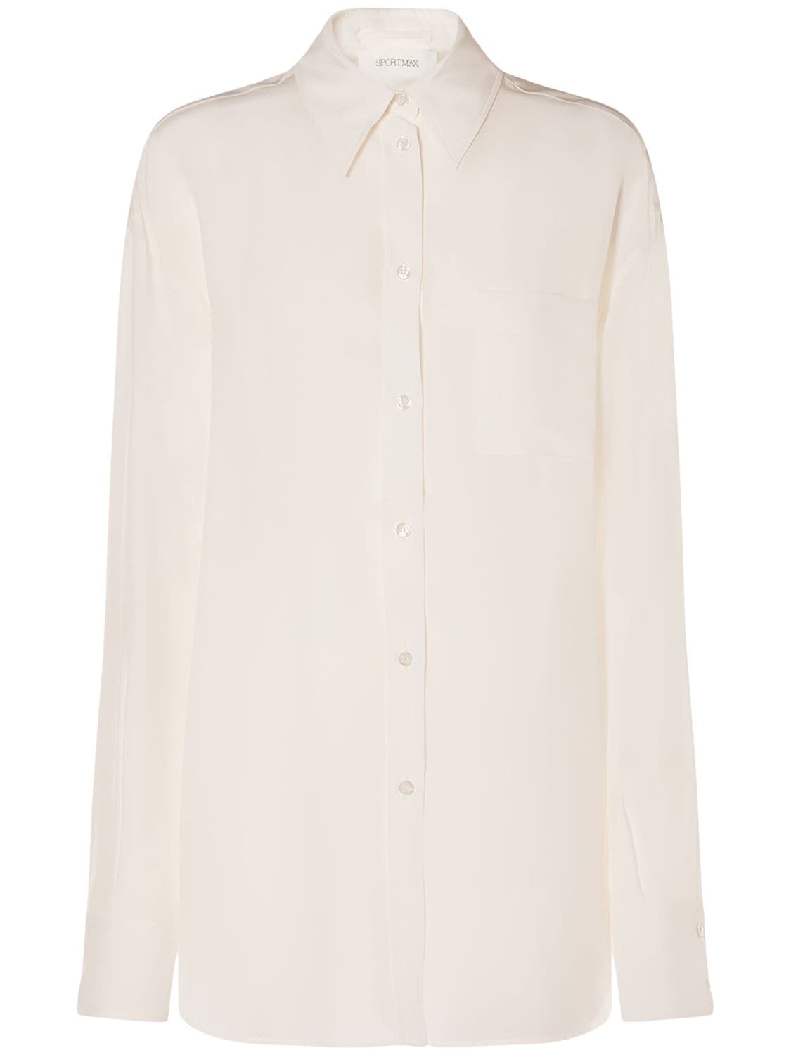 Sportmax Rovigo Silk Crepe Long Sleeve Shirt In White