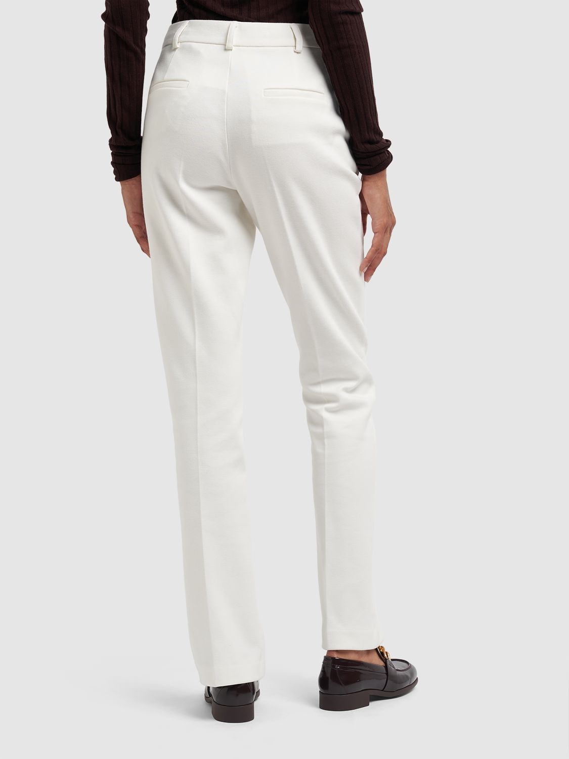 Shop Sportmax Pontida Cotton Jersey Straight Pants In White