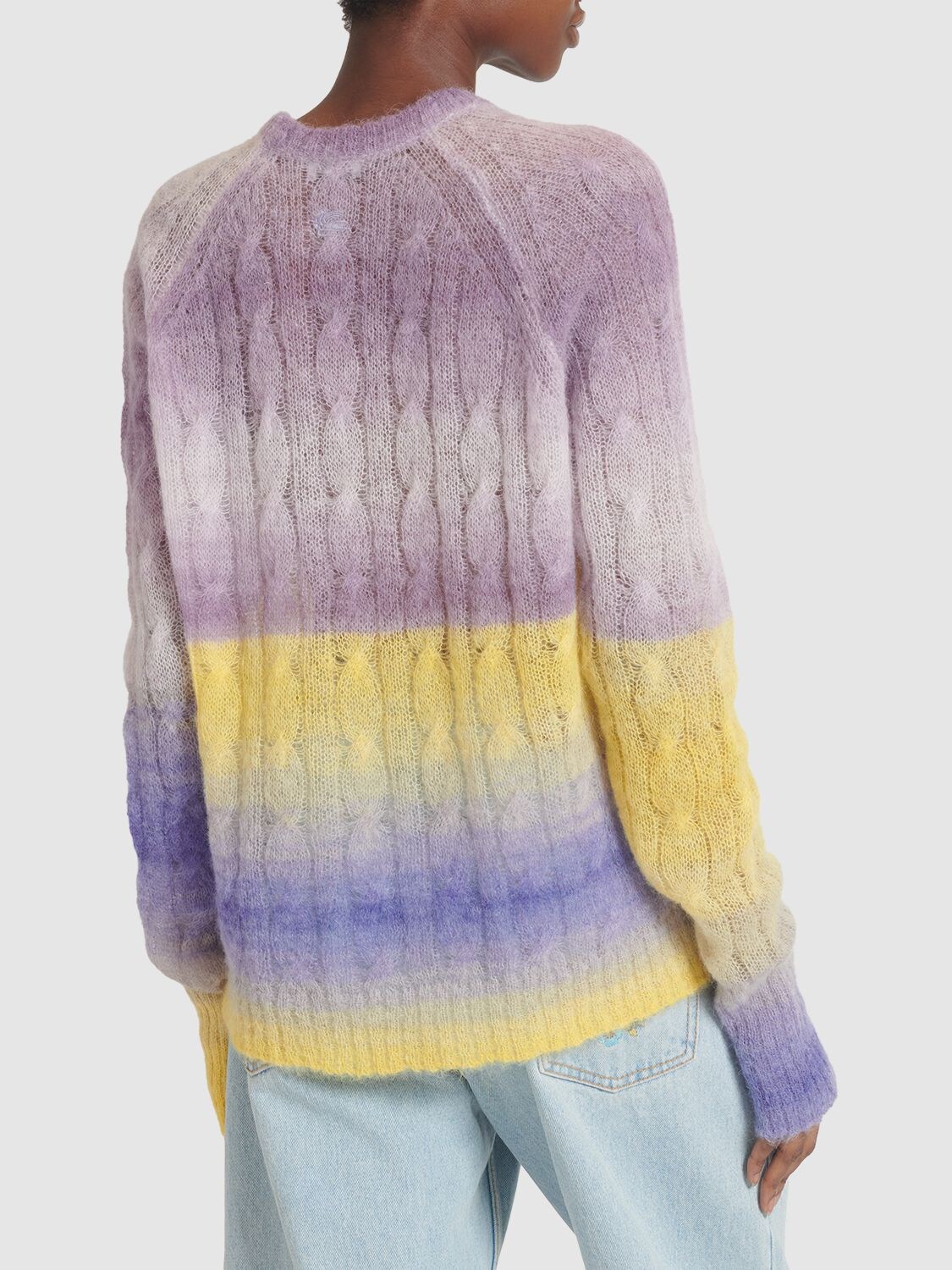 Shop Etro Faded Mohair Blend Crewneck Sweater In Bunt