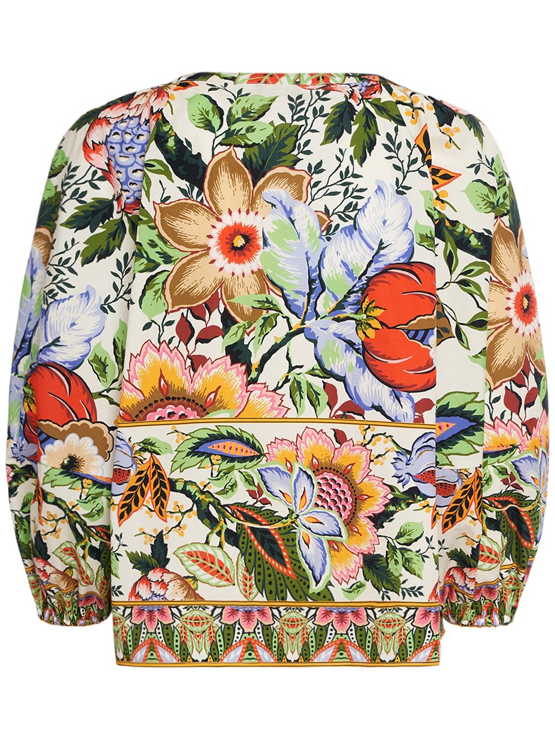 Shop Etro Printed Cotton 3/4 Sleeve Shirt In White,multi