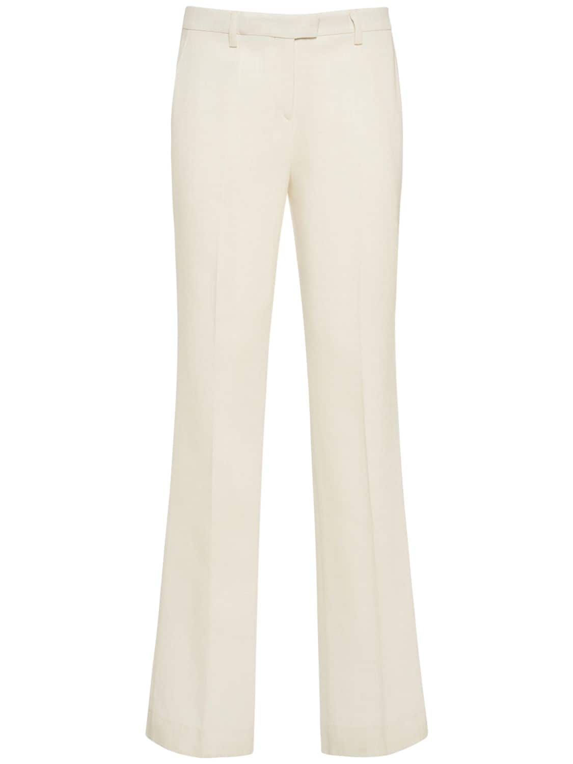 Image of Mid Rise Crepe Straight Pants
