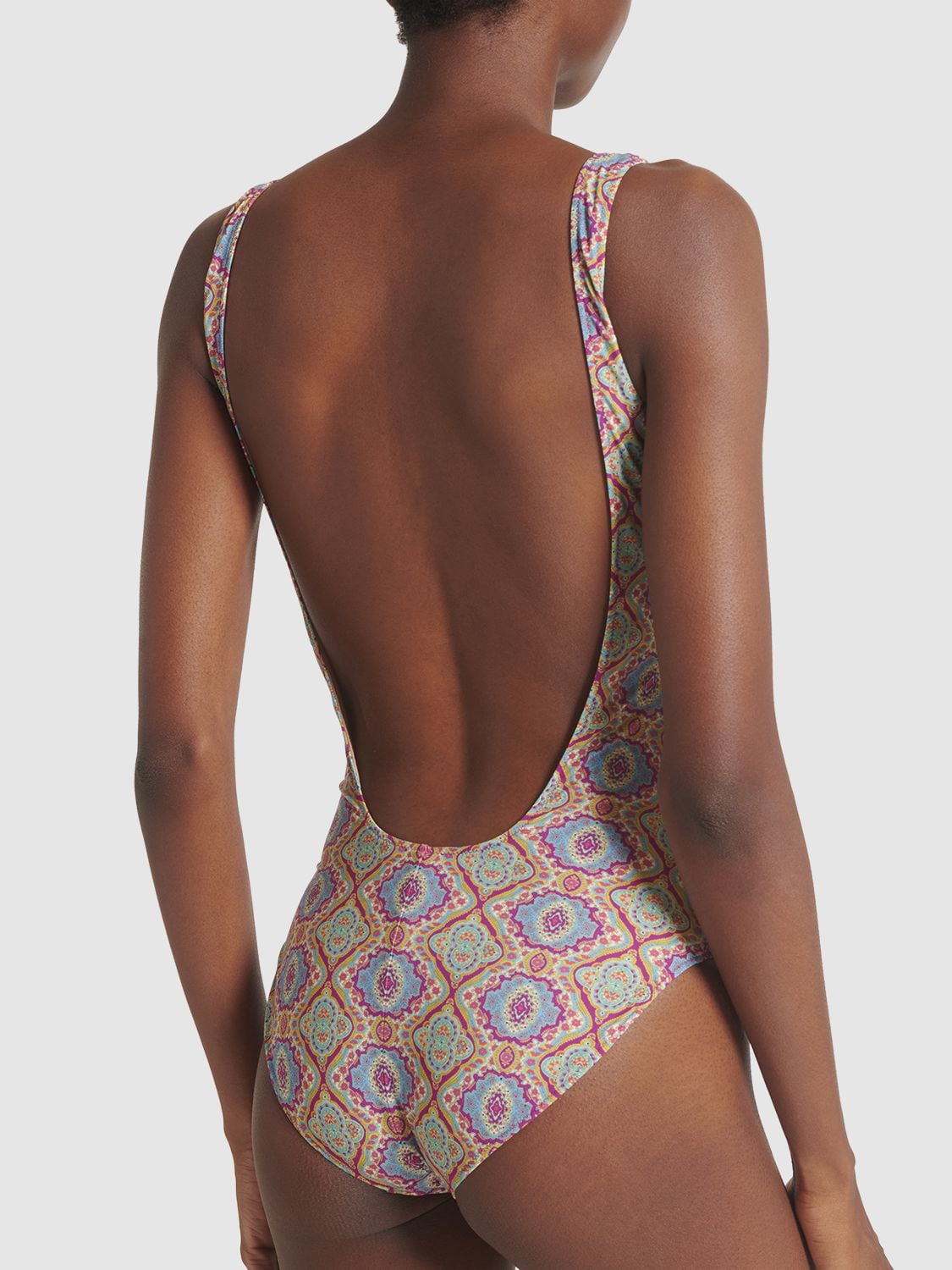 Shop Etro Printed Lycra One Piece Swimsuit In Multi Lilac