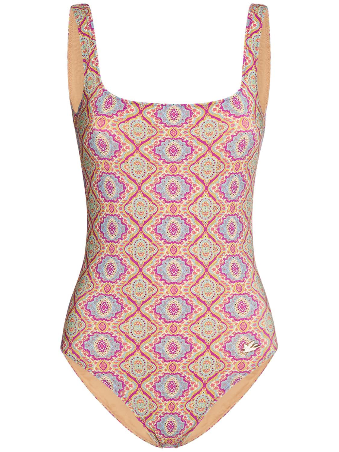 Etro Printed Lycra One Piece Swimsuit In Multi Lilac