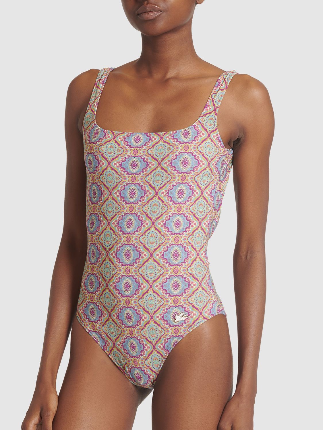 Shop Etro Printed Lycra One Piece Swimsuit In Multi Lilac