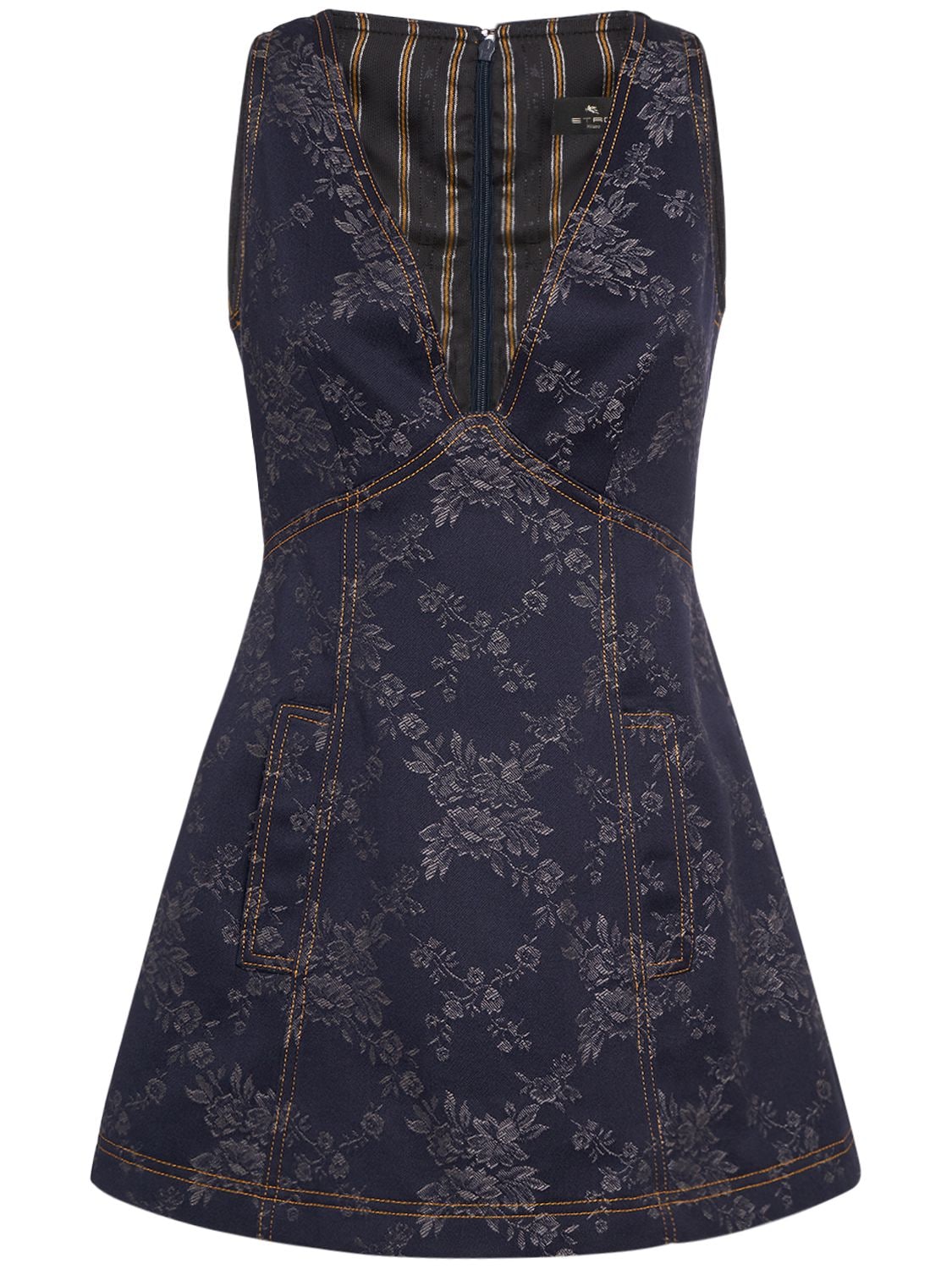 Image of Jacquard V-neck Sleeveless Mini Dress