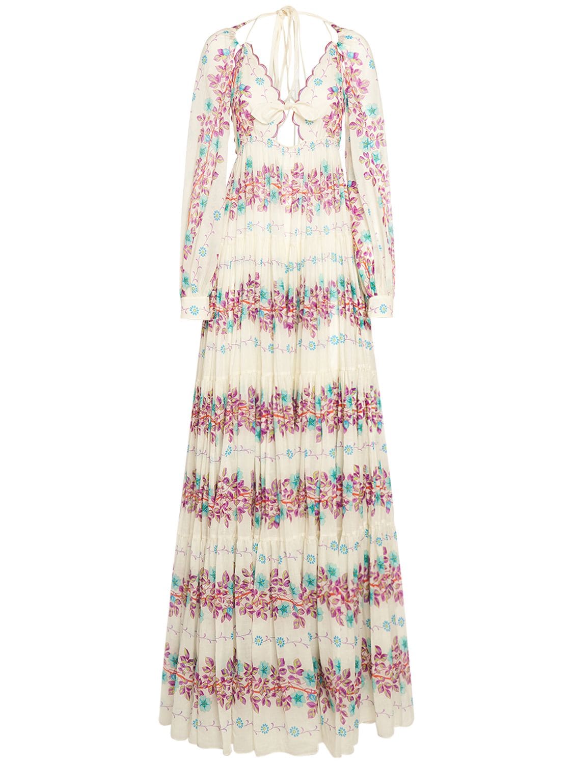 Image of Printed Cotton Long Sleeve Maxi Dress