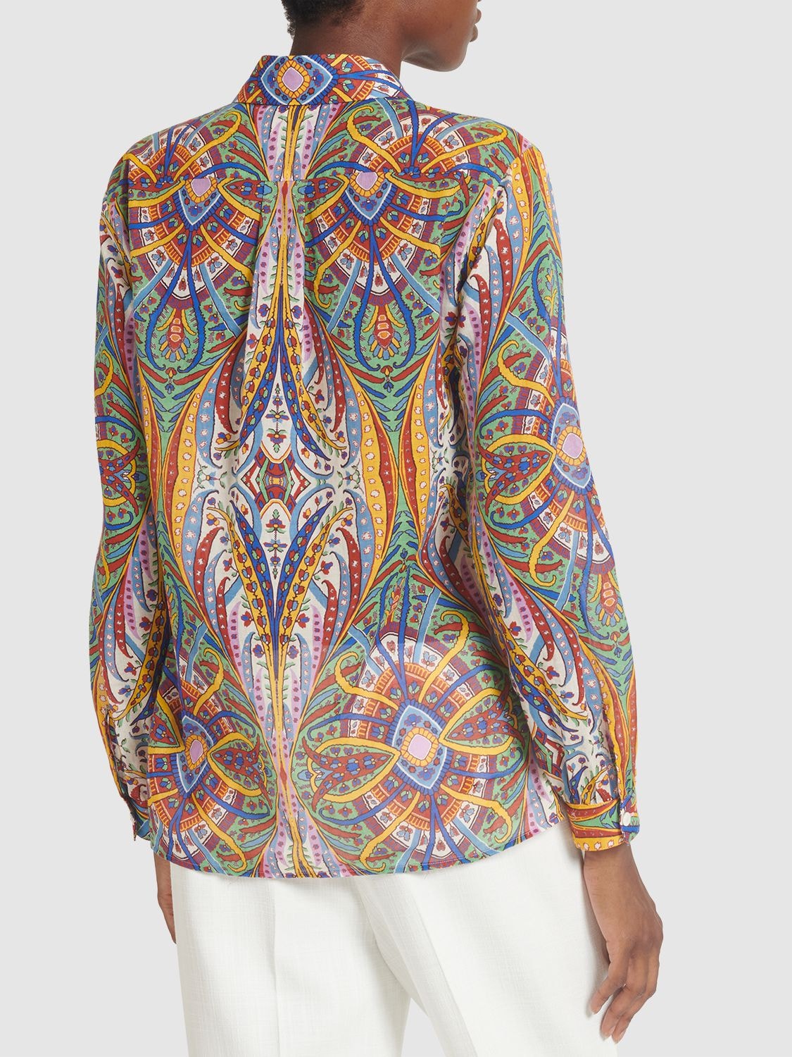 Shop Etro Printed Cotton Long Sleeve Shirt In Multicolor