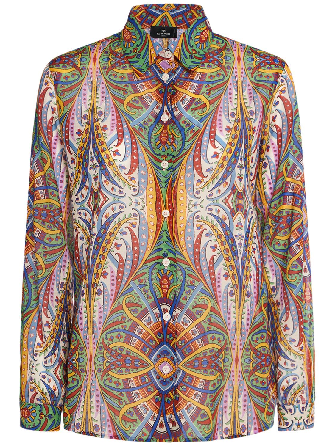 Shop Etro Printed Cotton Long Sleeve Shirt In Multicolor