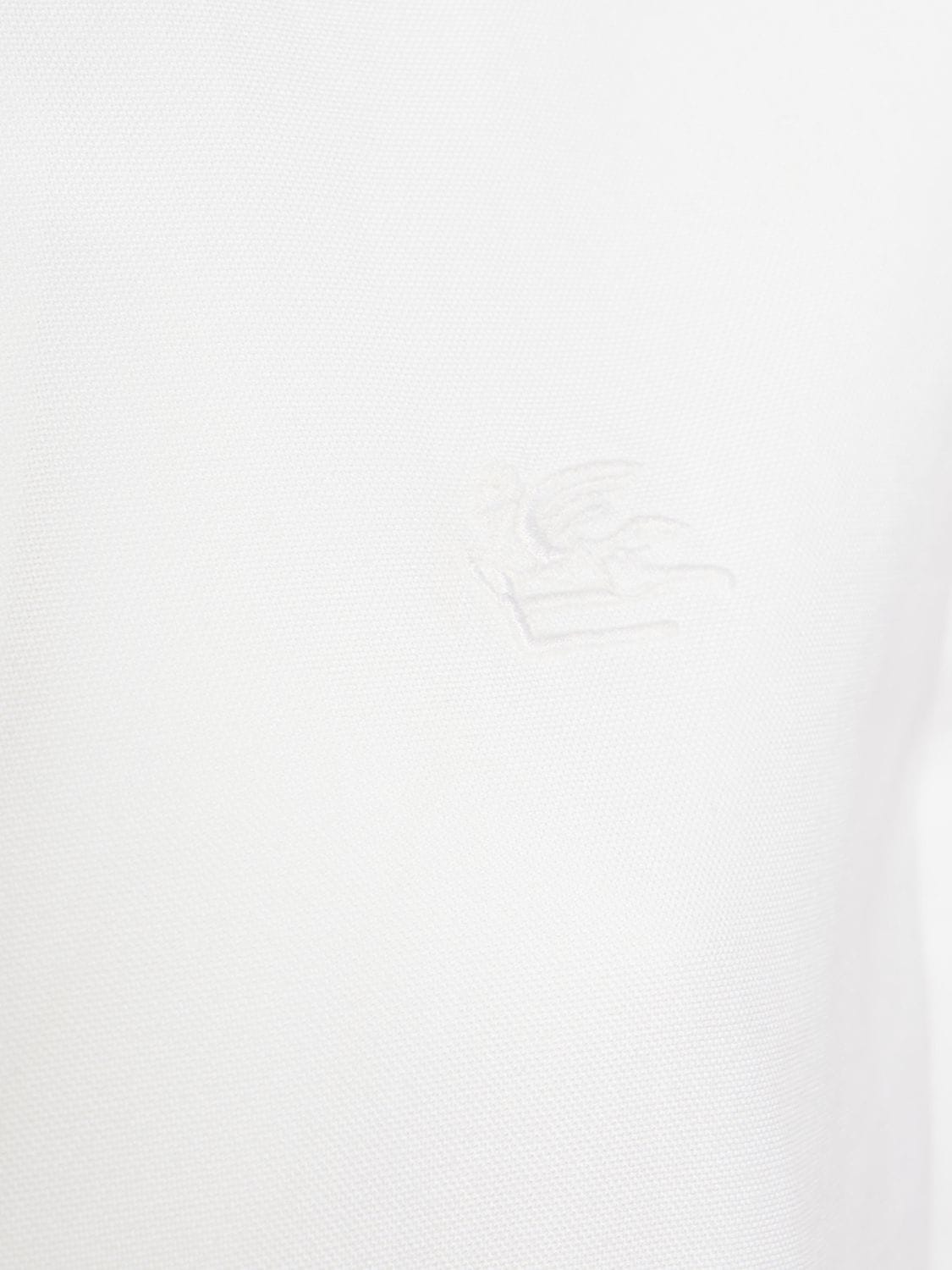 Shop Etro Oxford Cotton Shirt W/ Logo Embroidery In White