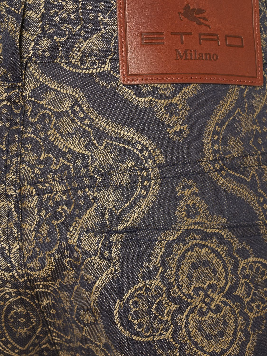 Shop Etro Printed Cotton & Linen Wide Jeans In Dark Grey,gold