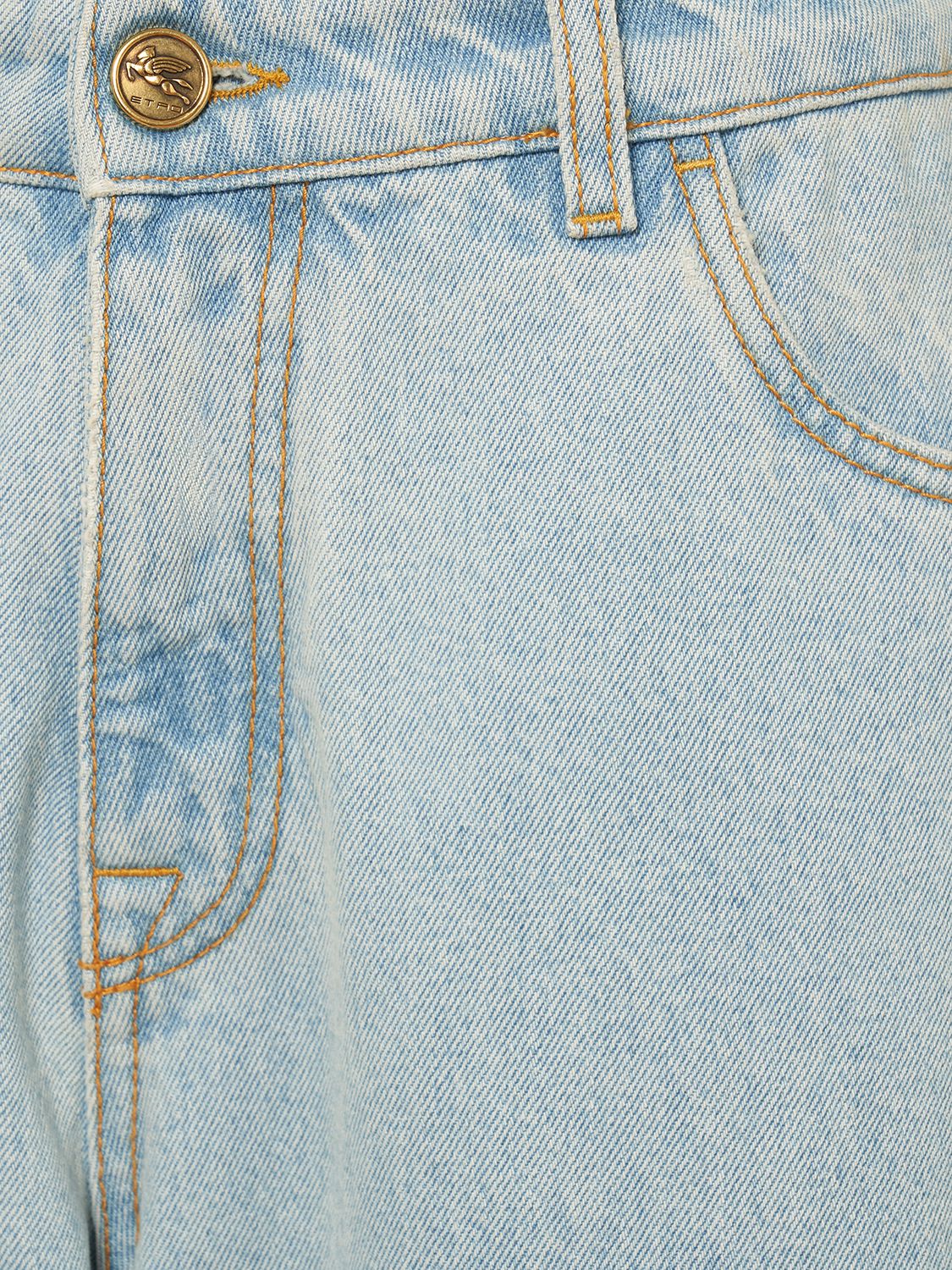 Shop Etro Washed Denim High Rise Wide Jeans In Light Blue
