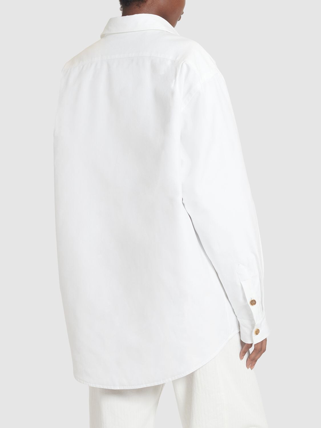 Shop Etro Oversized Cotton Shirt Jacket In White
