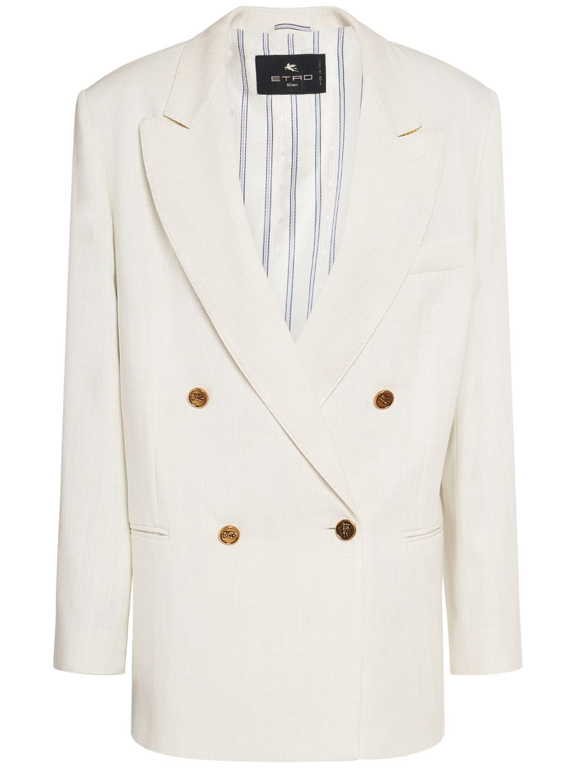 Etro Double Breasted Crepe Jacket In White