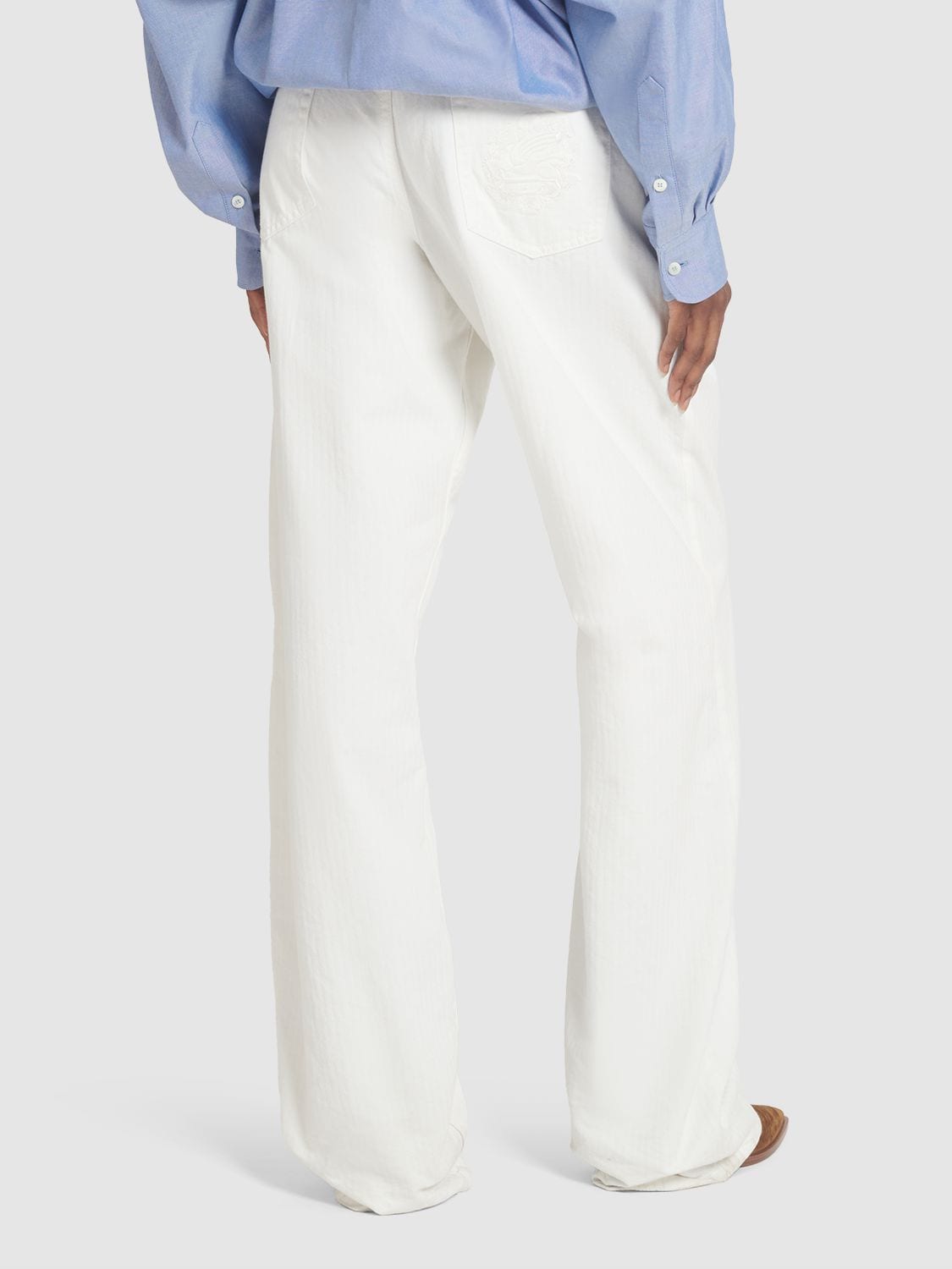Shop Etro High Rise Cotton Denim Baggy Jeans In White