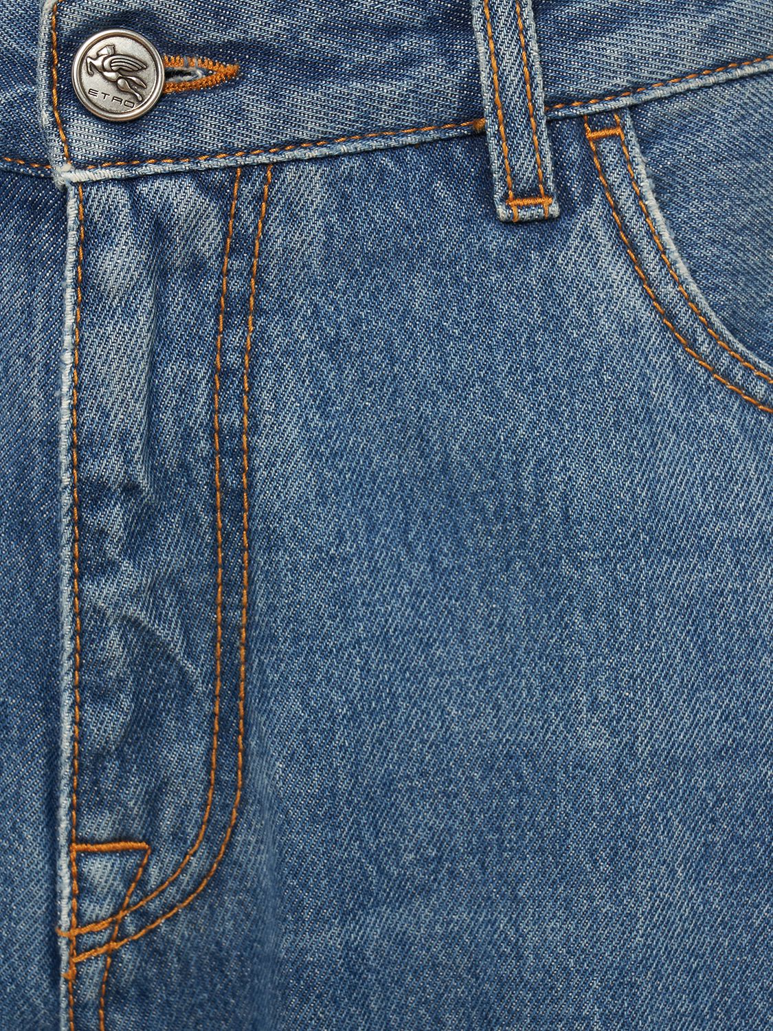 Shop Etro High Rise Cotton Denim Baggy Jeans In Blue