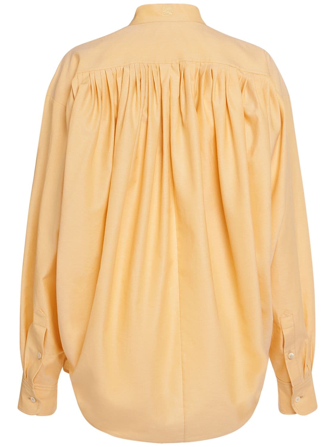 Shop Etro Draped Cotton Long Sleeve Shirt In Yellow