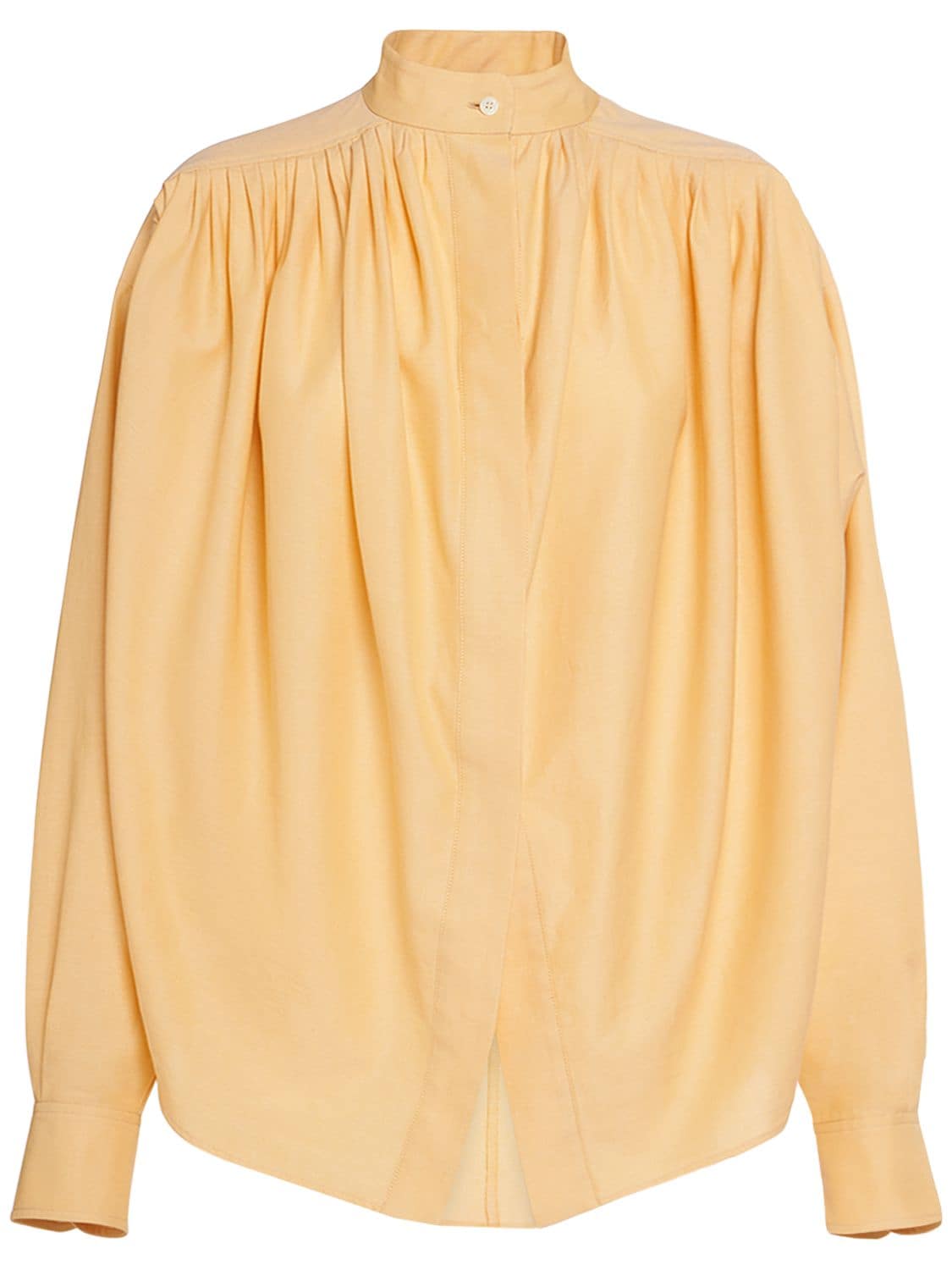 Etro Draped Cotton Long Sleeve Shirt In Yellow