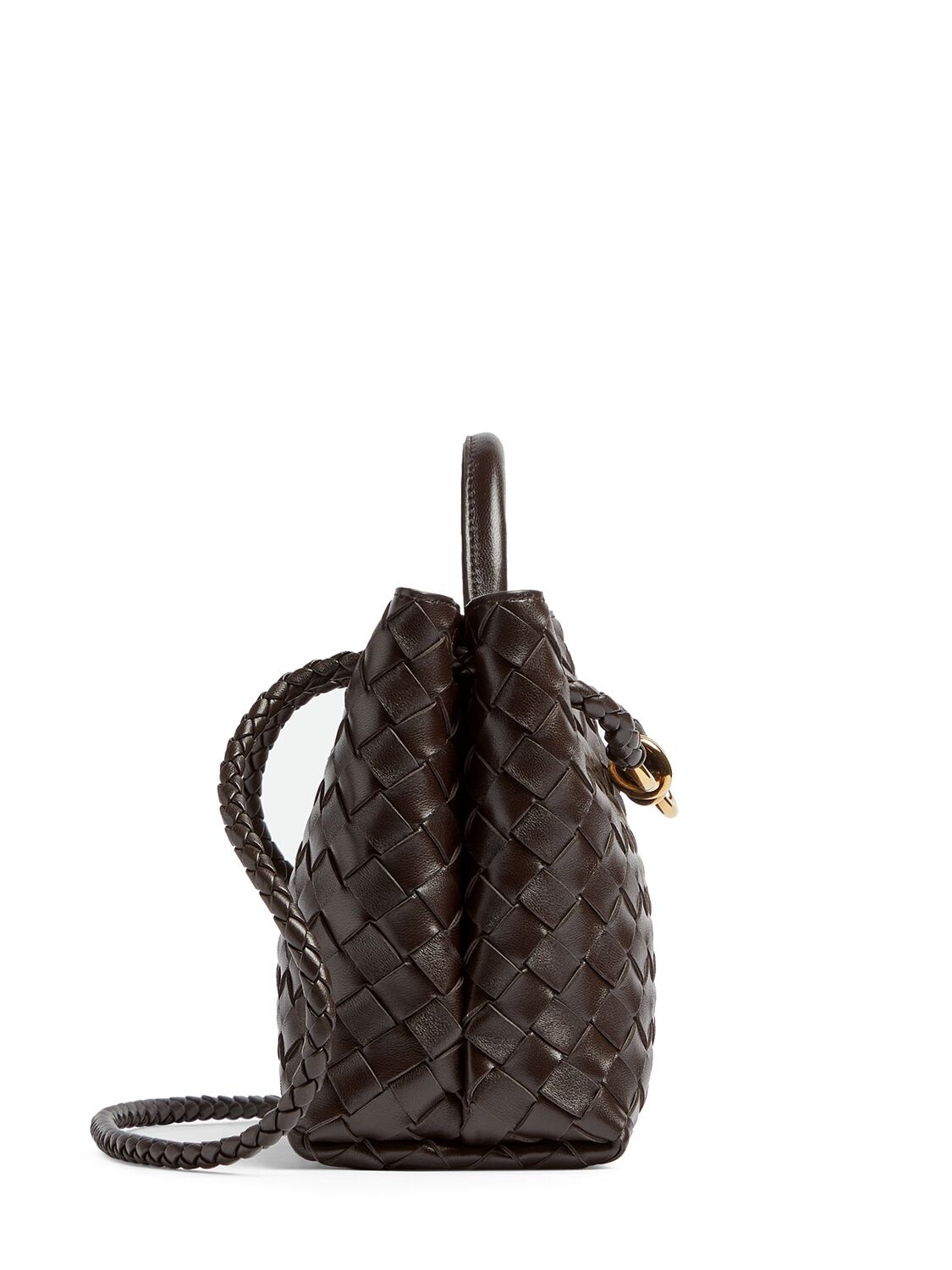 Shop Bottega Veneta Small Andiamo Leather Top Handle Bag In Fondant