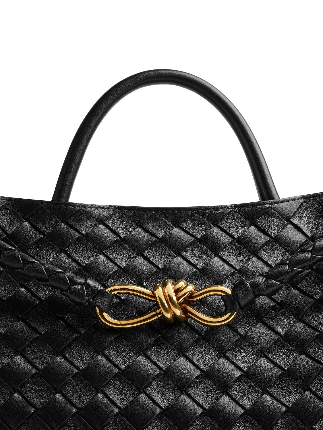 Shop Bottega Veneta Medium Andiamo Leather Top Handle Bag In Black
