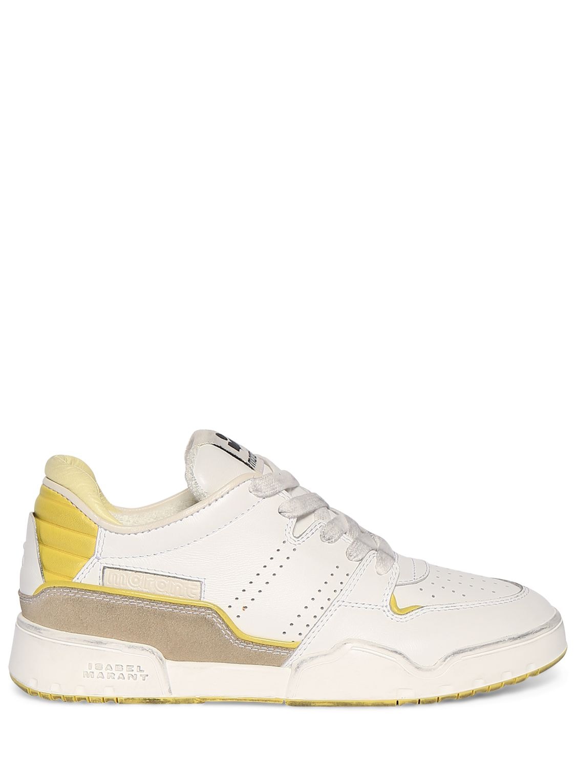 Isabel Marant Emree Leather Sneakers In White,yellow