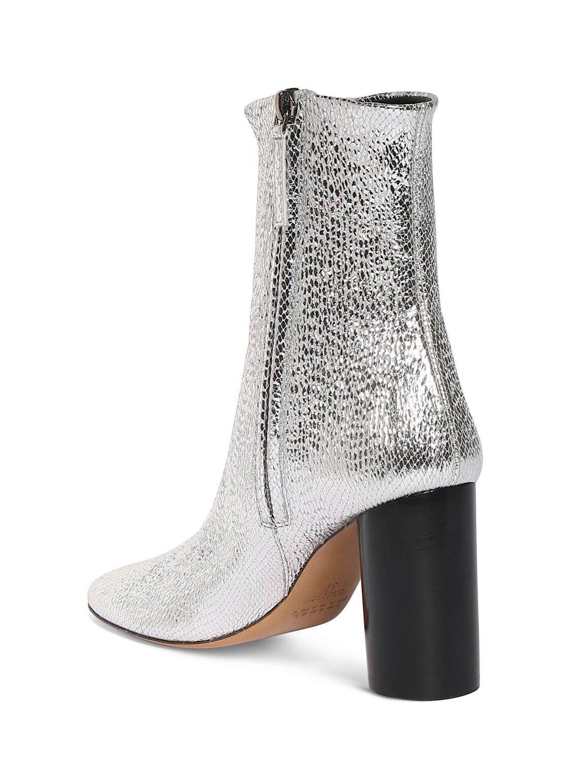 Shop Isabel Marant 85mm Labee Metallic Leather Boots In Silver