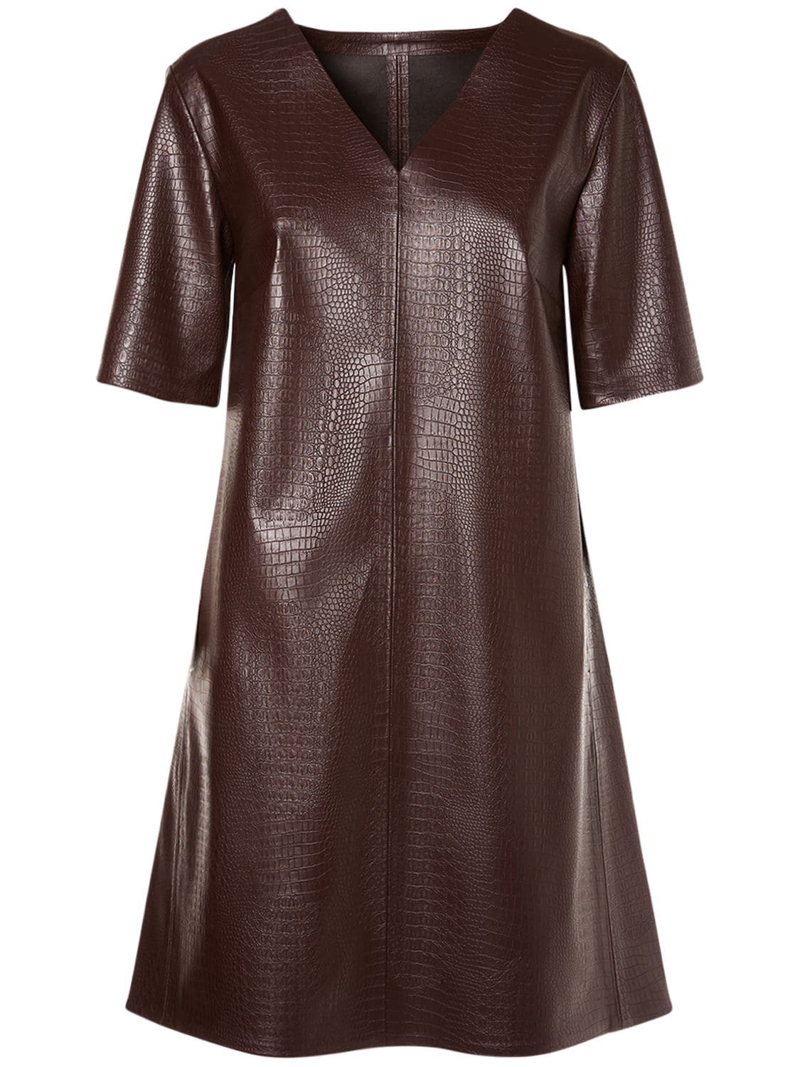 Max Mara Eliot Embossed Faux Leather Mini Dress In Brown