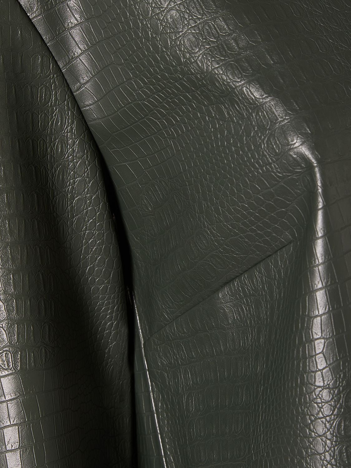 Shop Max Mara Eliot Embossed Faux Leather Mini Dress In Dark Green