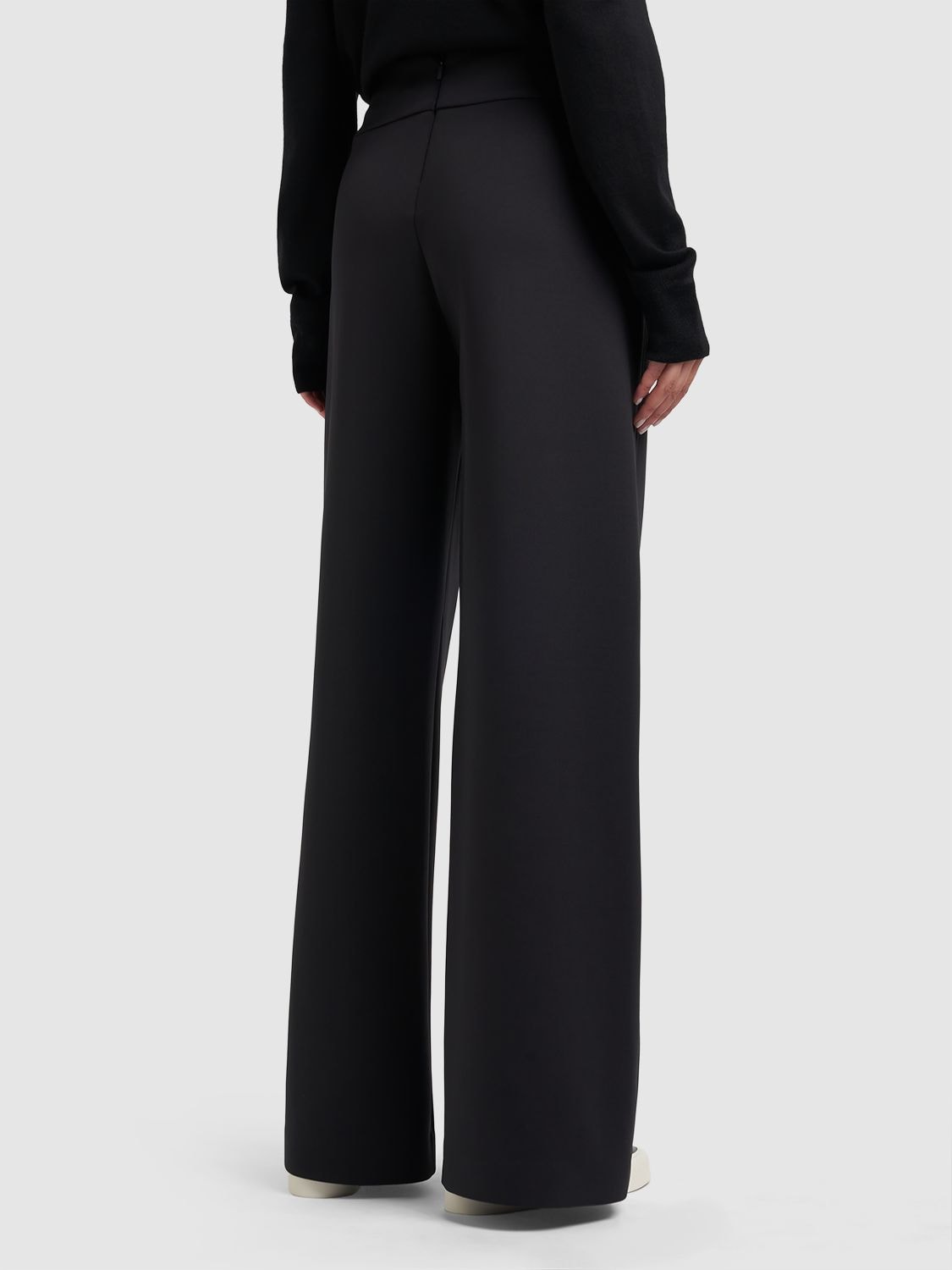 Shop Max Mara Levante Neoprene Jersey Wide Leg Pants In Black