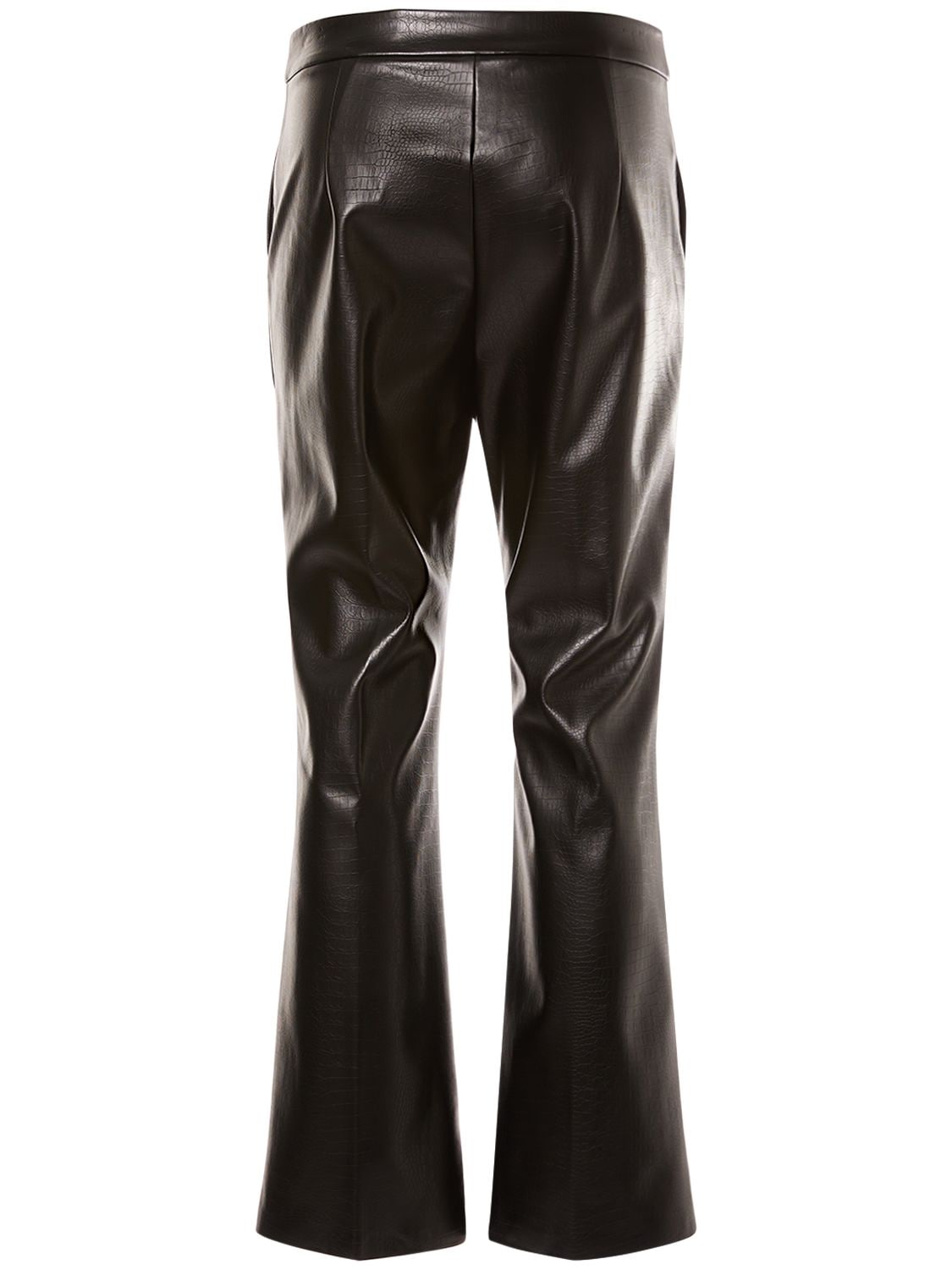 Shop Max Mara Queva Croc Faux Leather Straight Pants In Black