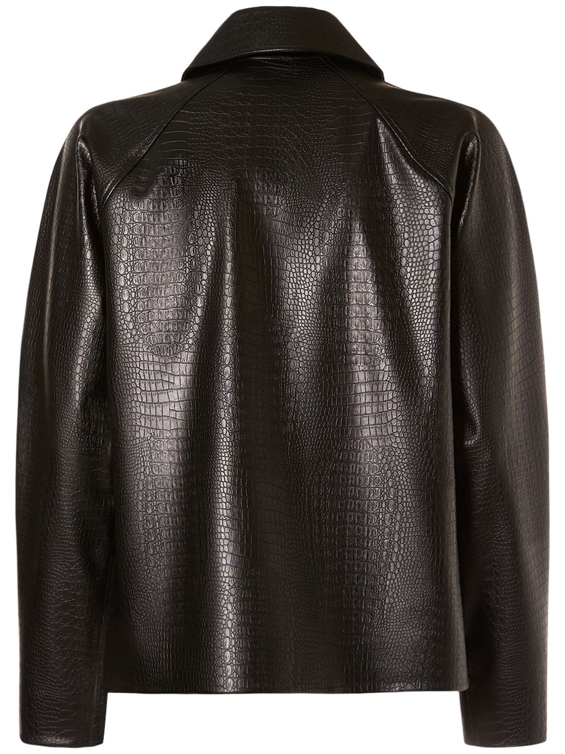 Shop Max Mara Nepal Embossed Faux Leather Shirt Jacket In Black