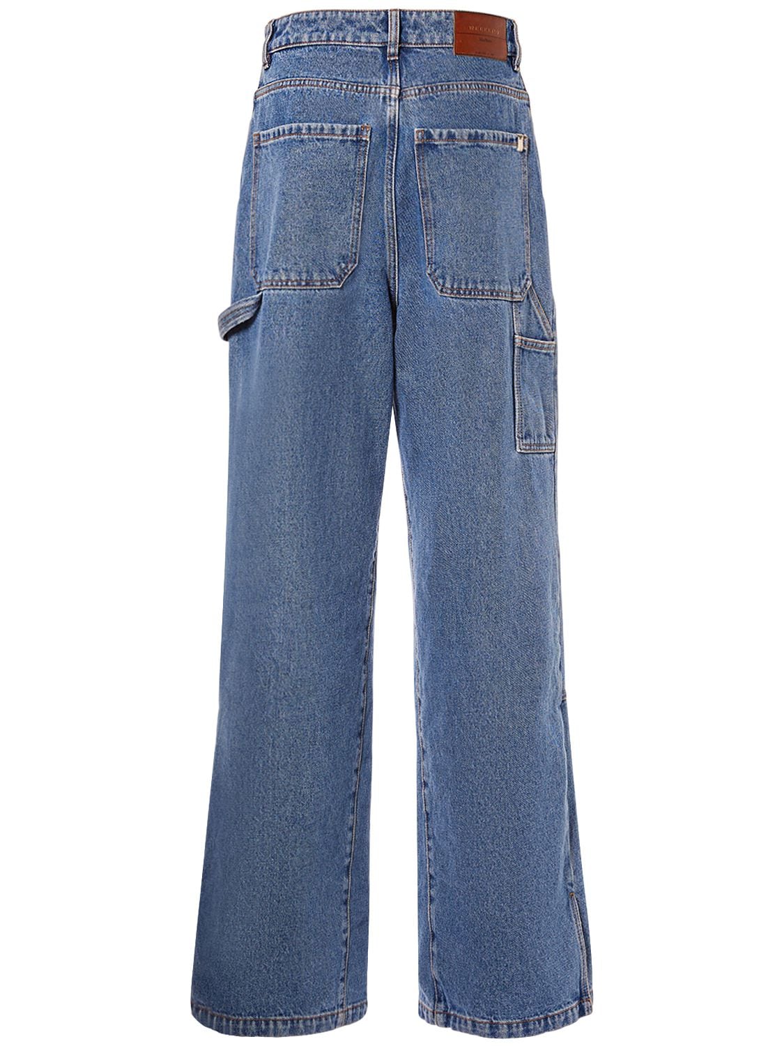 Shop Weekend Max Mara Cisa Cotton Denim Wide Jeans In Blue