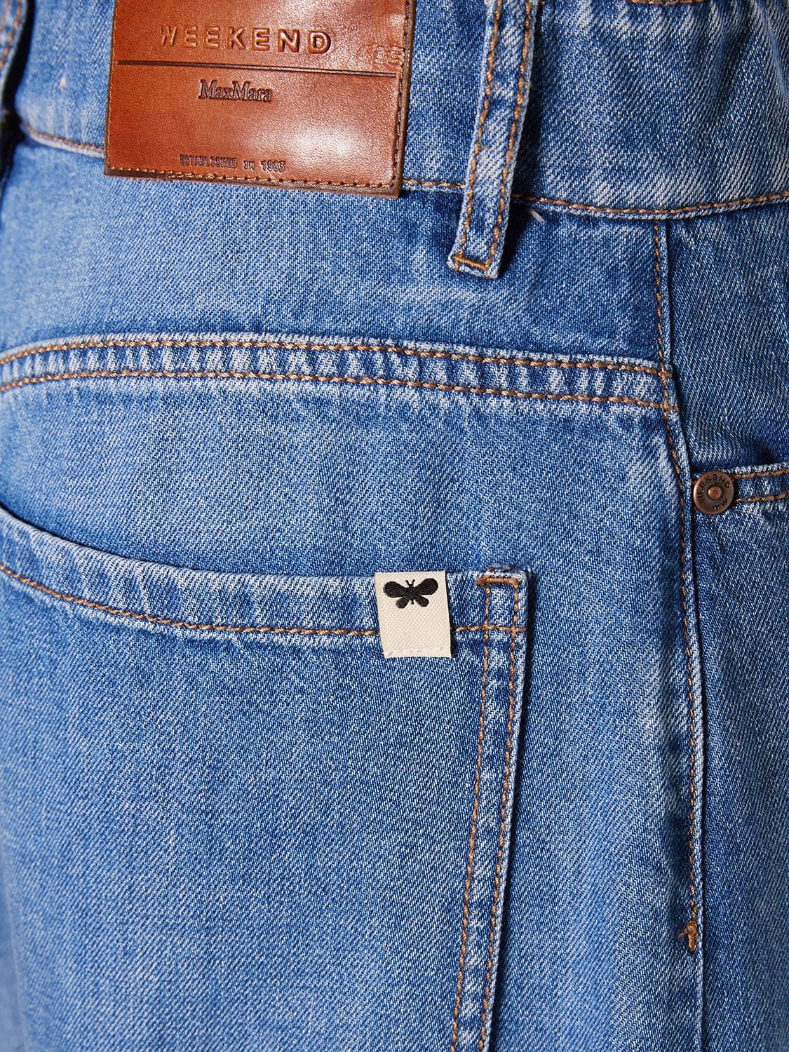 Shop Weekend Max Mara Vega Cotton Denim Wide Jeans In Blue