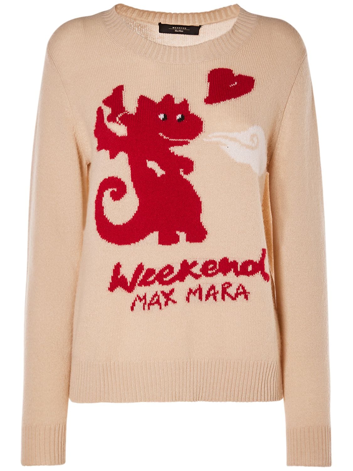 Weekend Max Mara Adelchi Intarsia Logo Knit Sweater In Beige,red