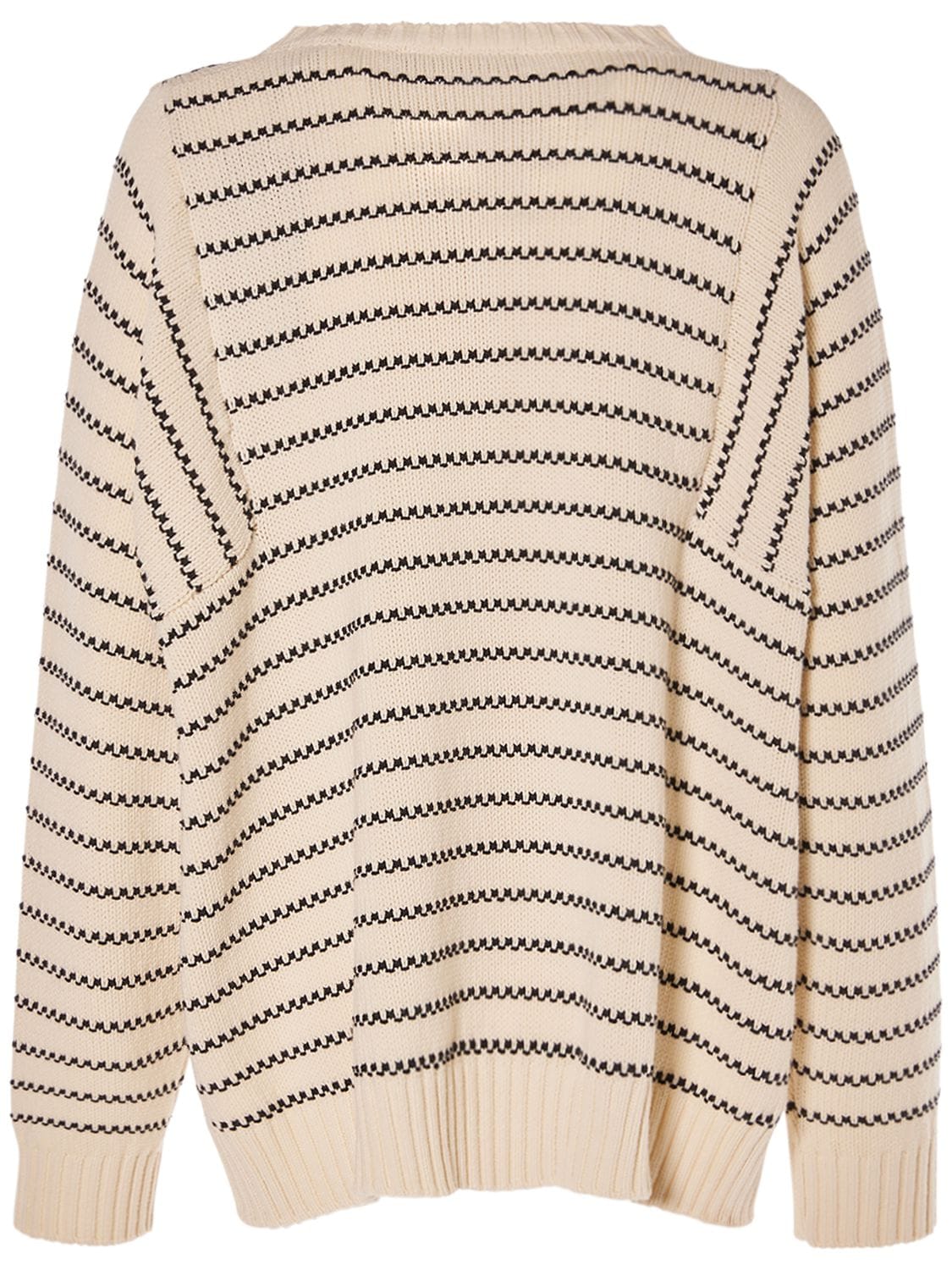 Shop Weekend Max Mara Natura Striped Cotton Blend Knit Sweater In Beige,black