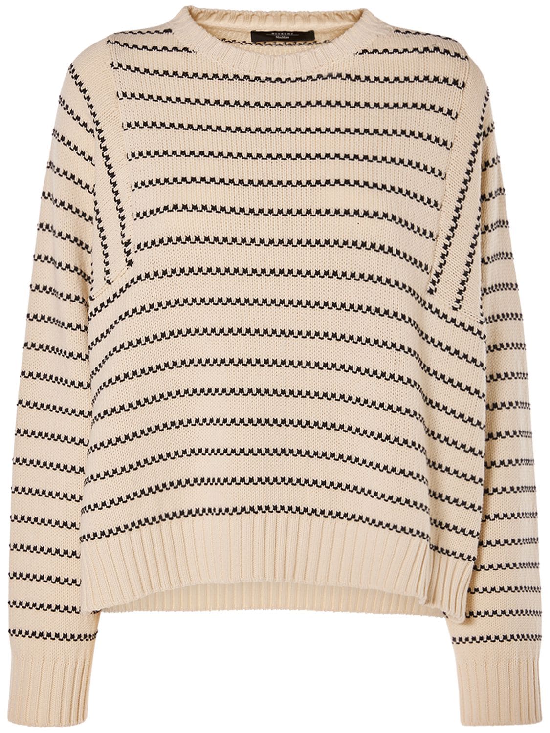 Image of Natura Striped Cotton Blend Knit Sweater
