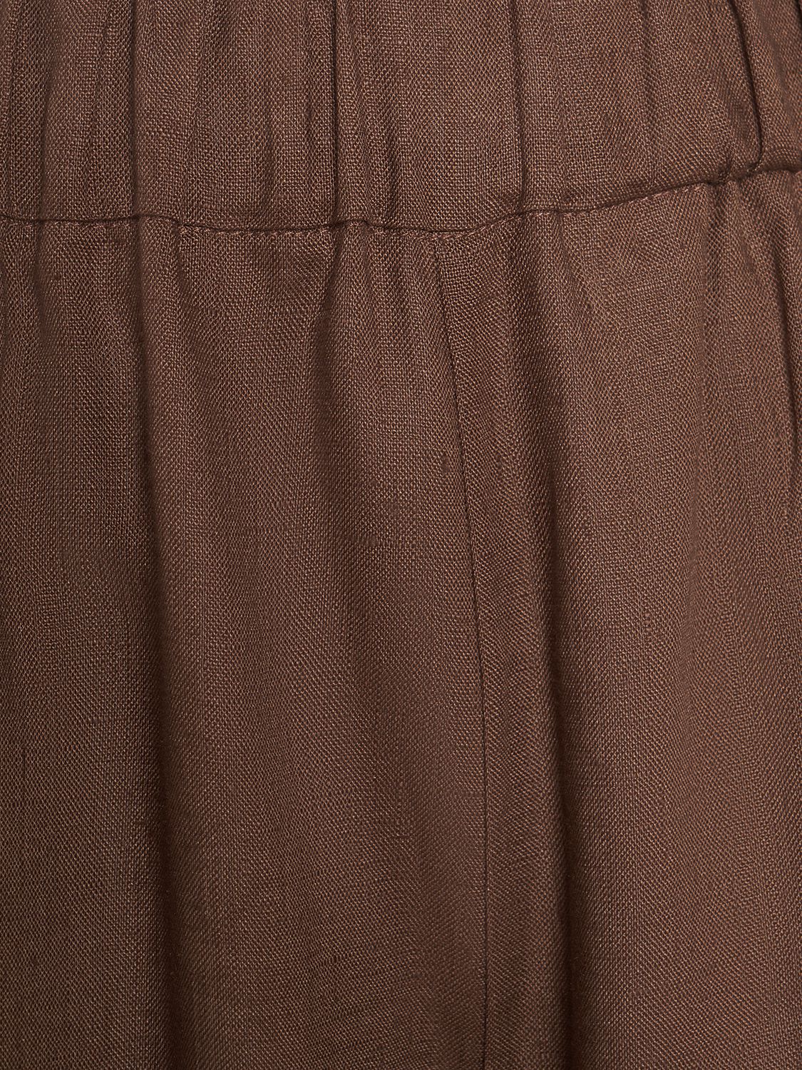 Shop Max Mara Brama Linen Wide Pants In Brown