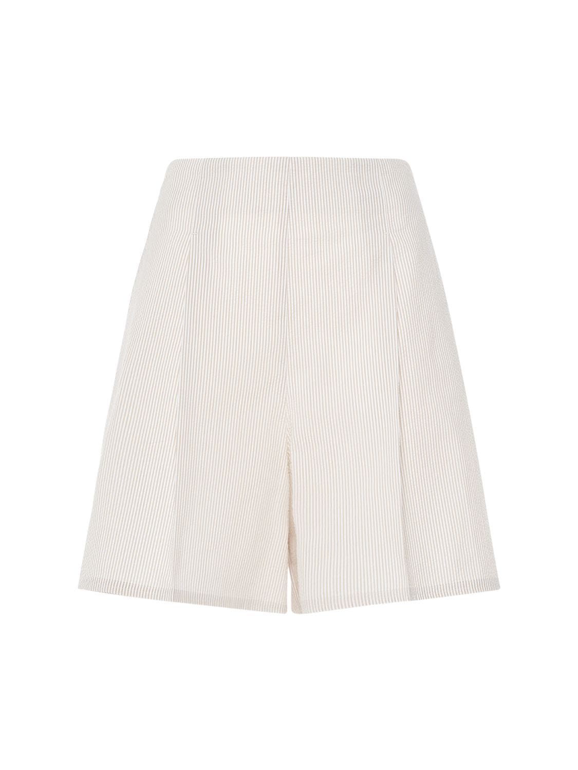 Max Mara Canale Seersucker Cotton Shorts In White,ecru