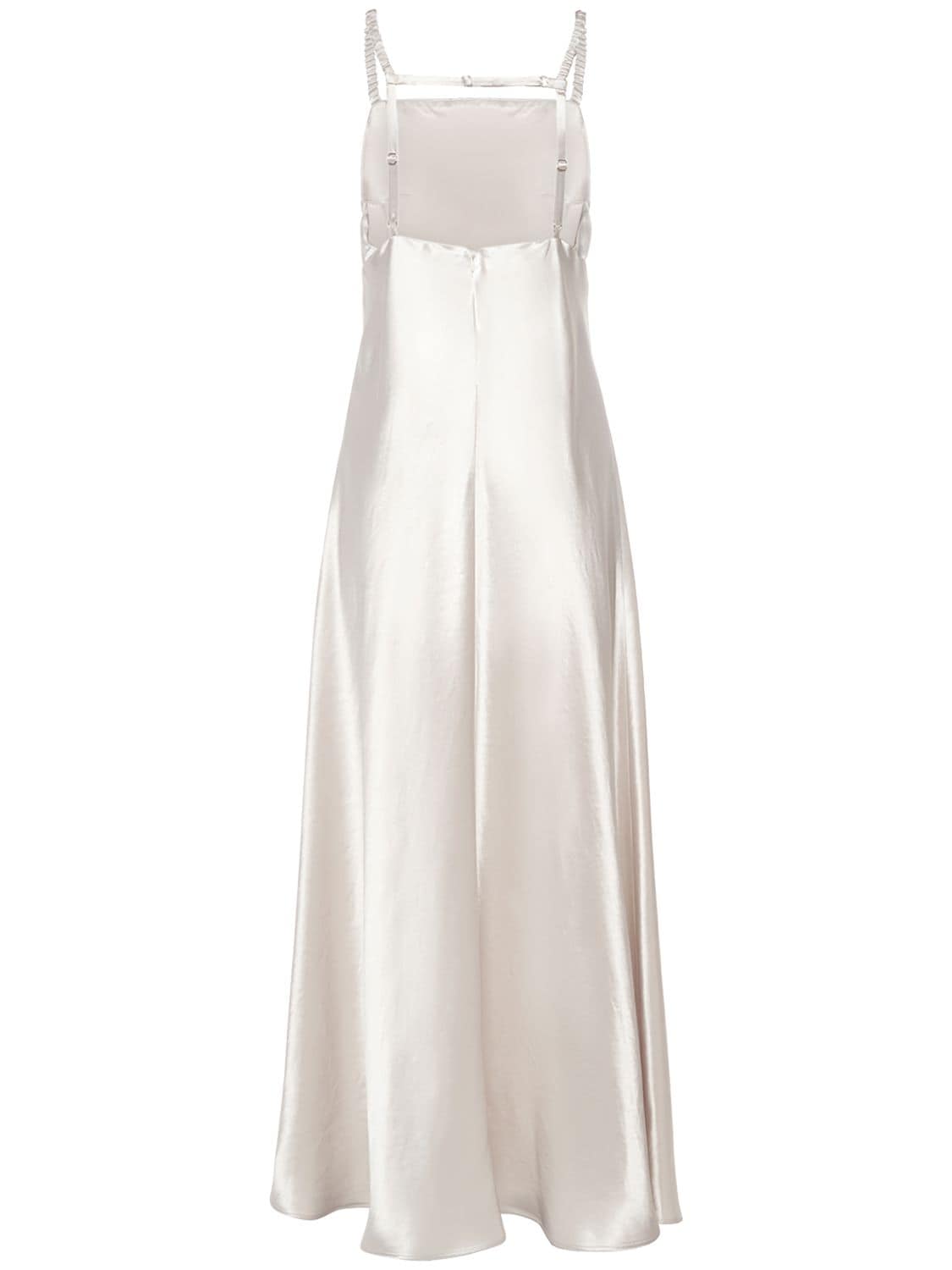 Shop Max Mara Baden Satin Sleeveless Flared Midi Dress In Silver