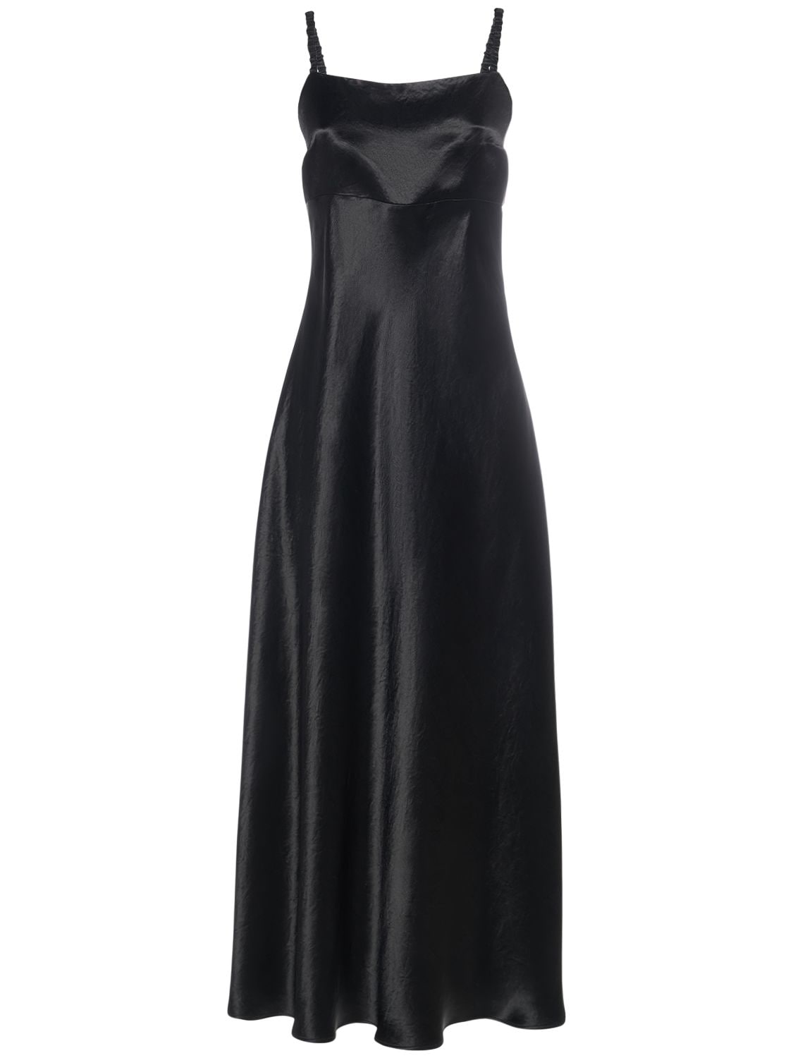 Max Mara Baden Satin Sleeveless Flared Midi Dress In Black