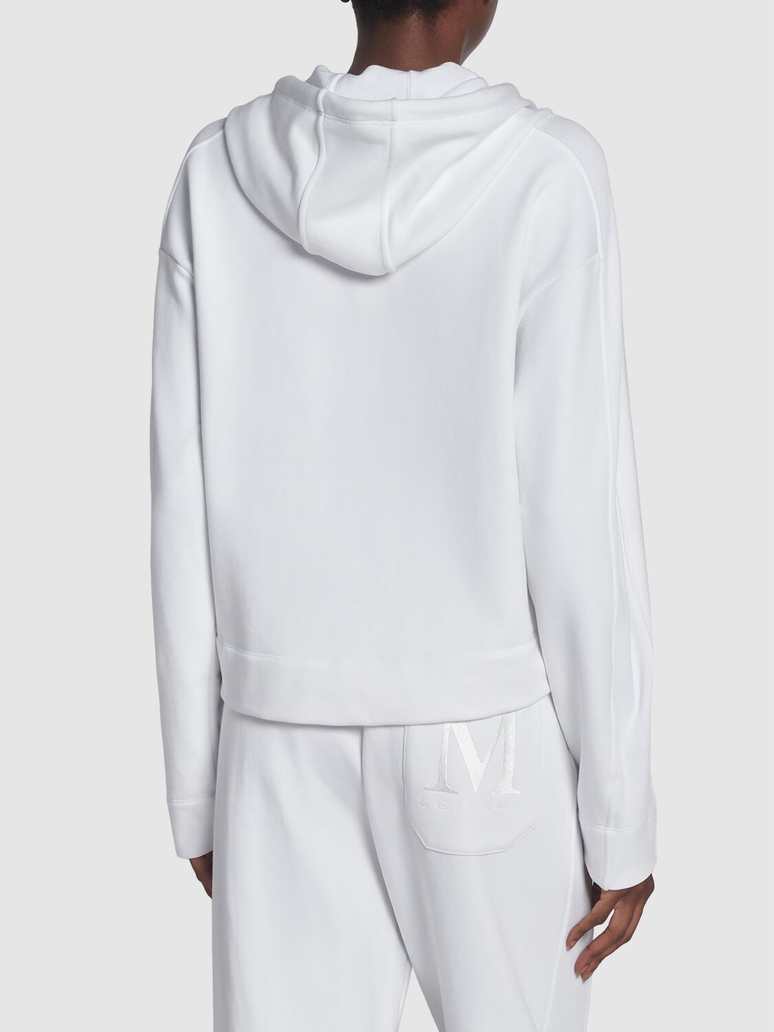 Shop Max Mara Stadio Jersey Hooded Sweatshirt In White