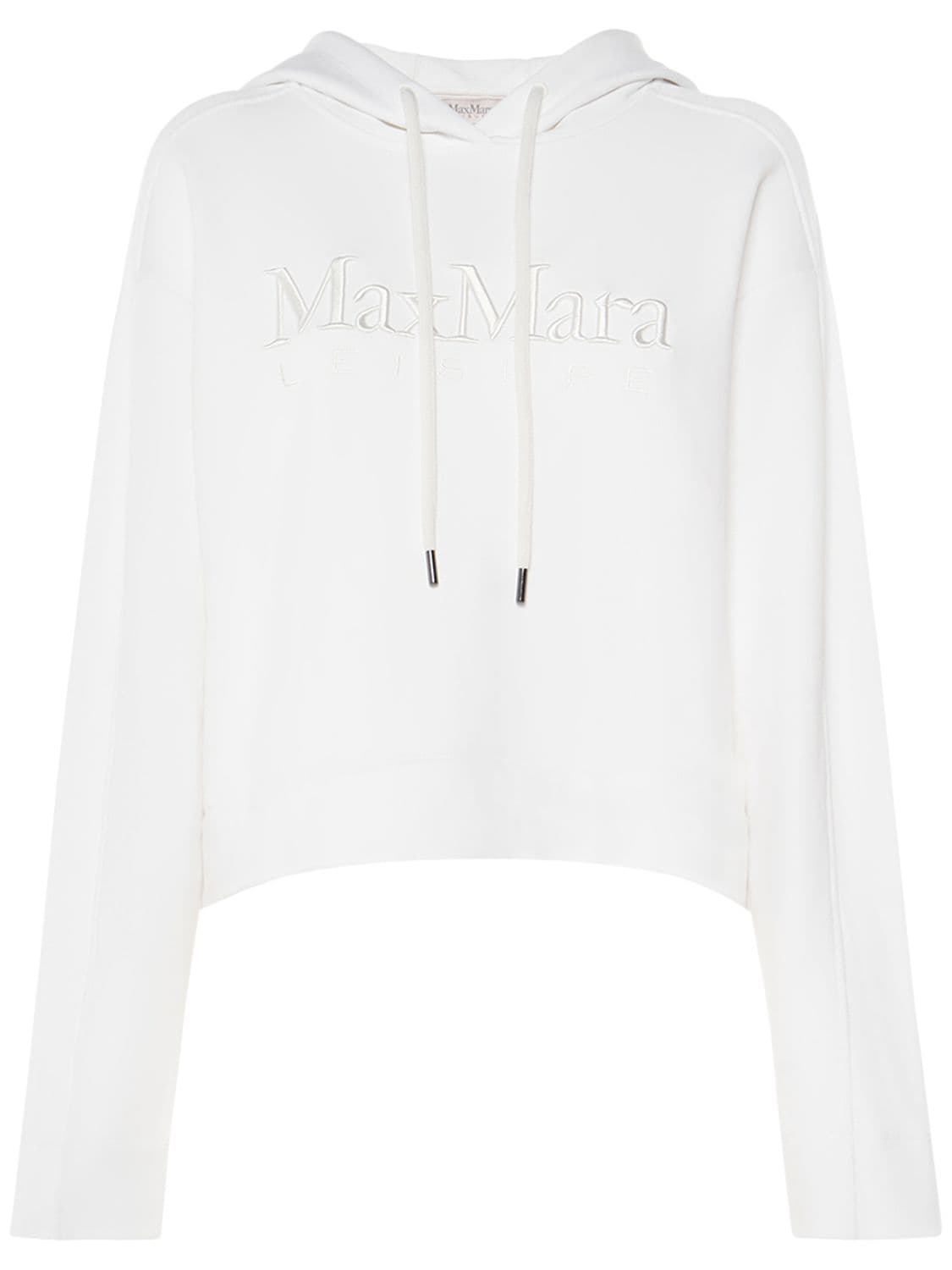 Shop Max Mara Stadio Jersey Hooded Sweatshirt In White