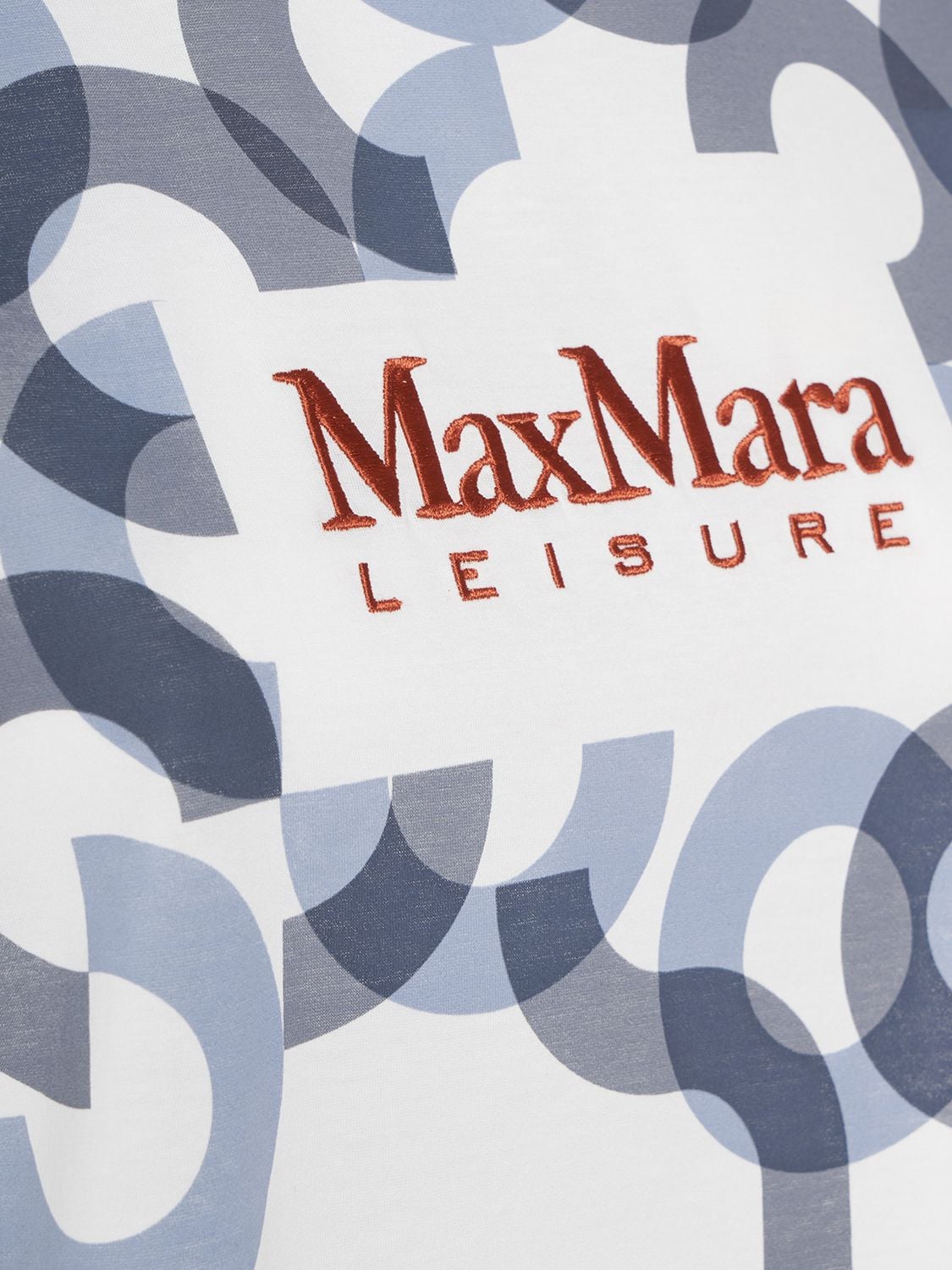 Shop Max Mara Obliqua Printed & Embroidered T-shirt In White,blue