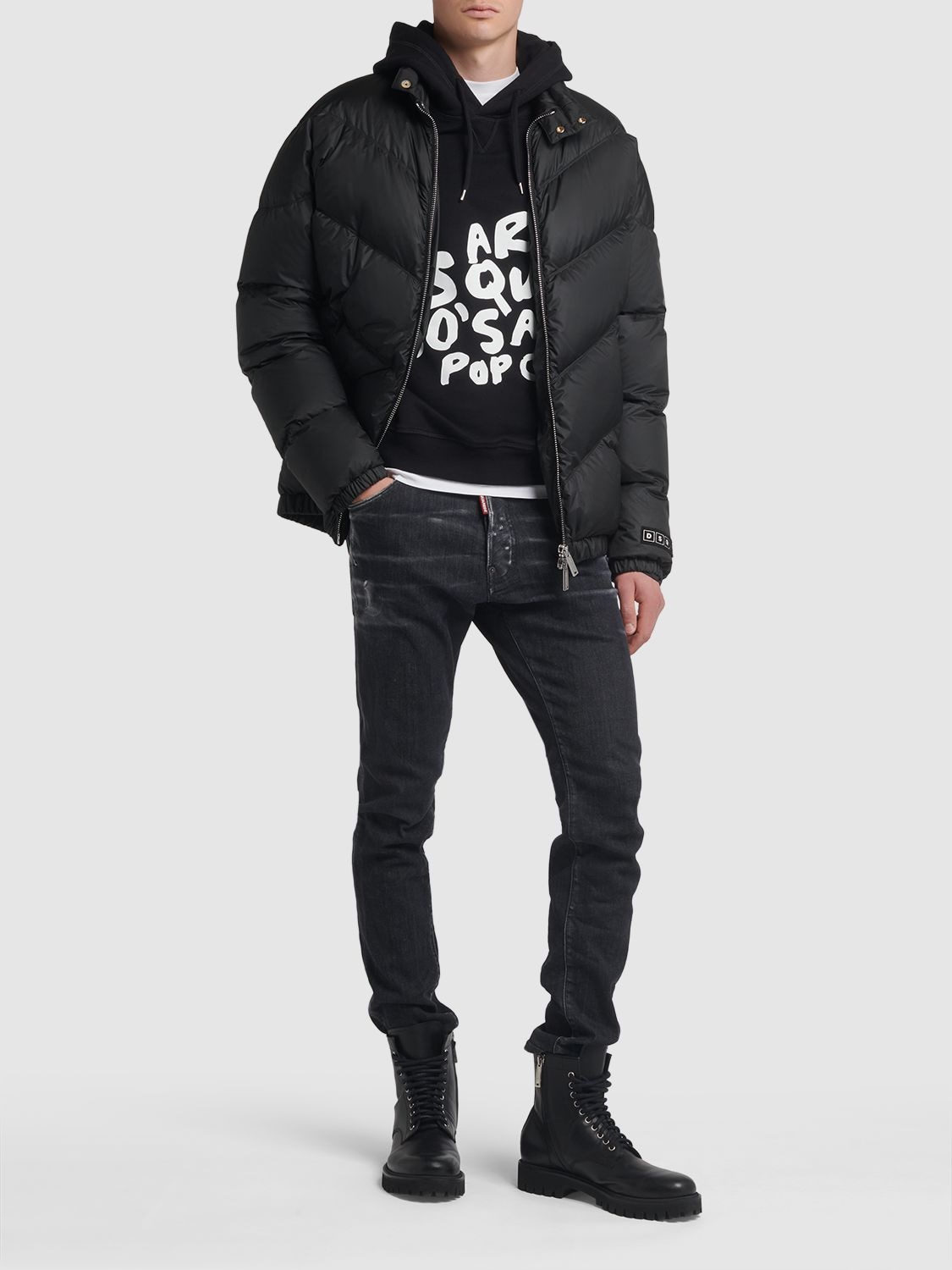 Shop Dsquared2 Retro Nylon Puffer Jacket In Black