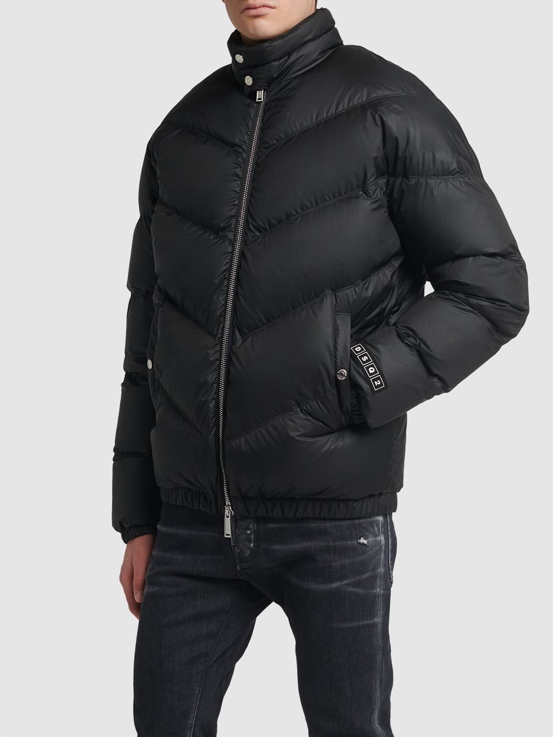 Shop Dsquared2 Retro Nylon Puffer Jacket In Black