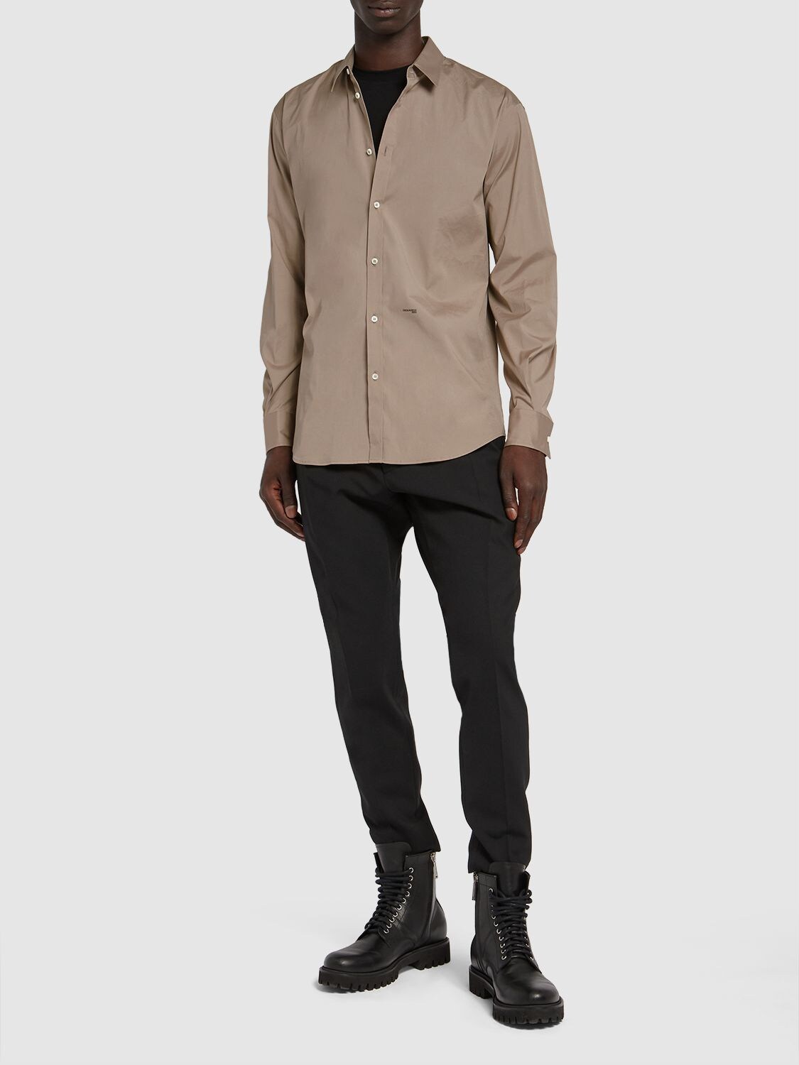 Shop Dsquared2 Ceresio 9 Dan Relaxed Cotton Shirt In Beige