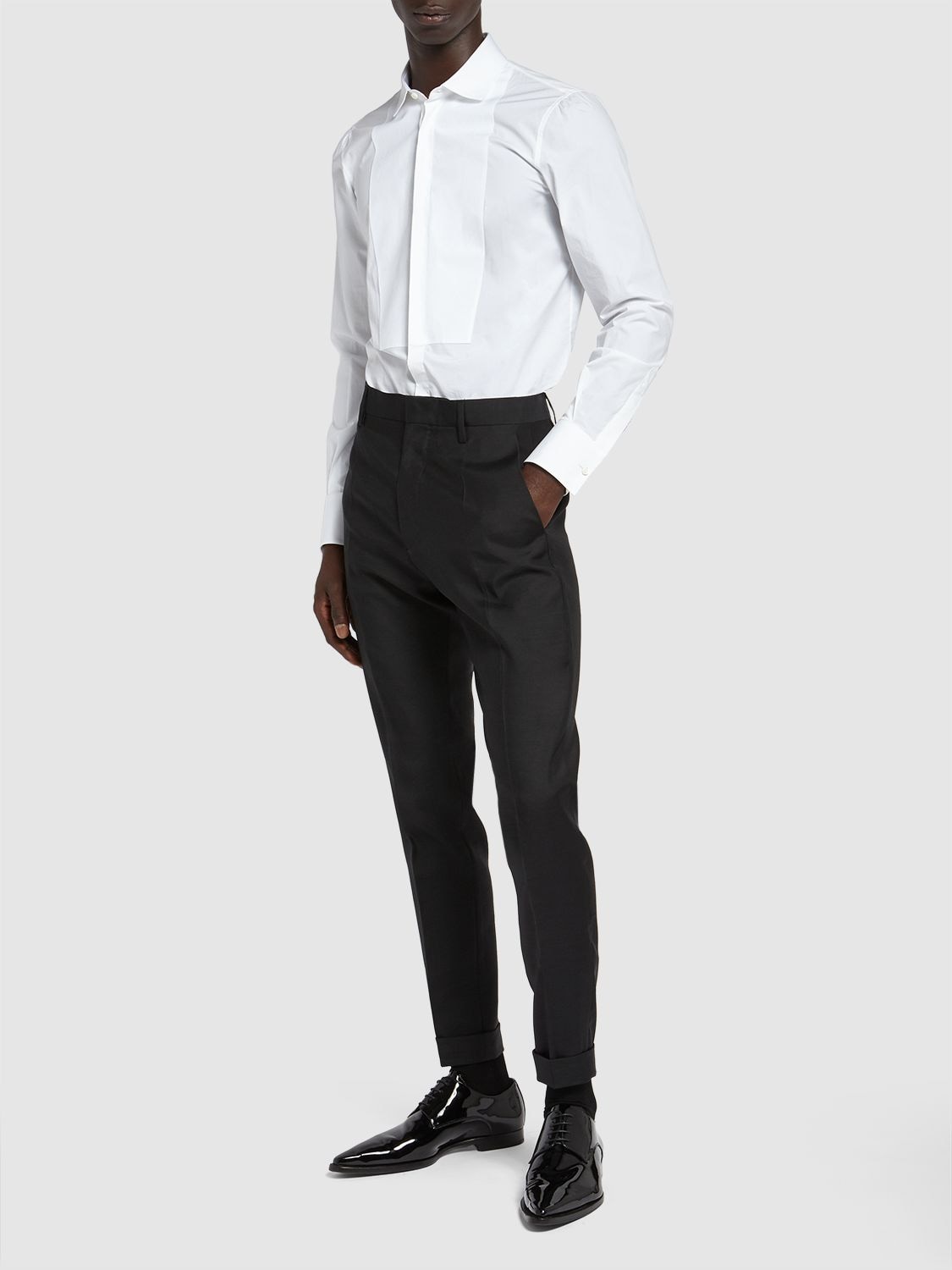 Shop Dsquared2 Slim Fit Cotton Tuxedo Shirt In White