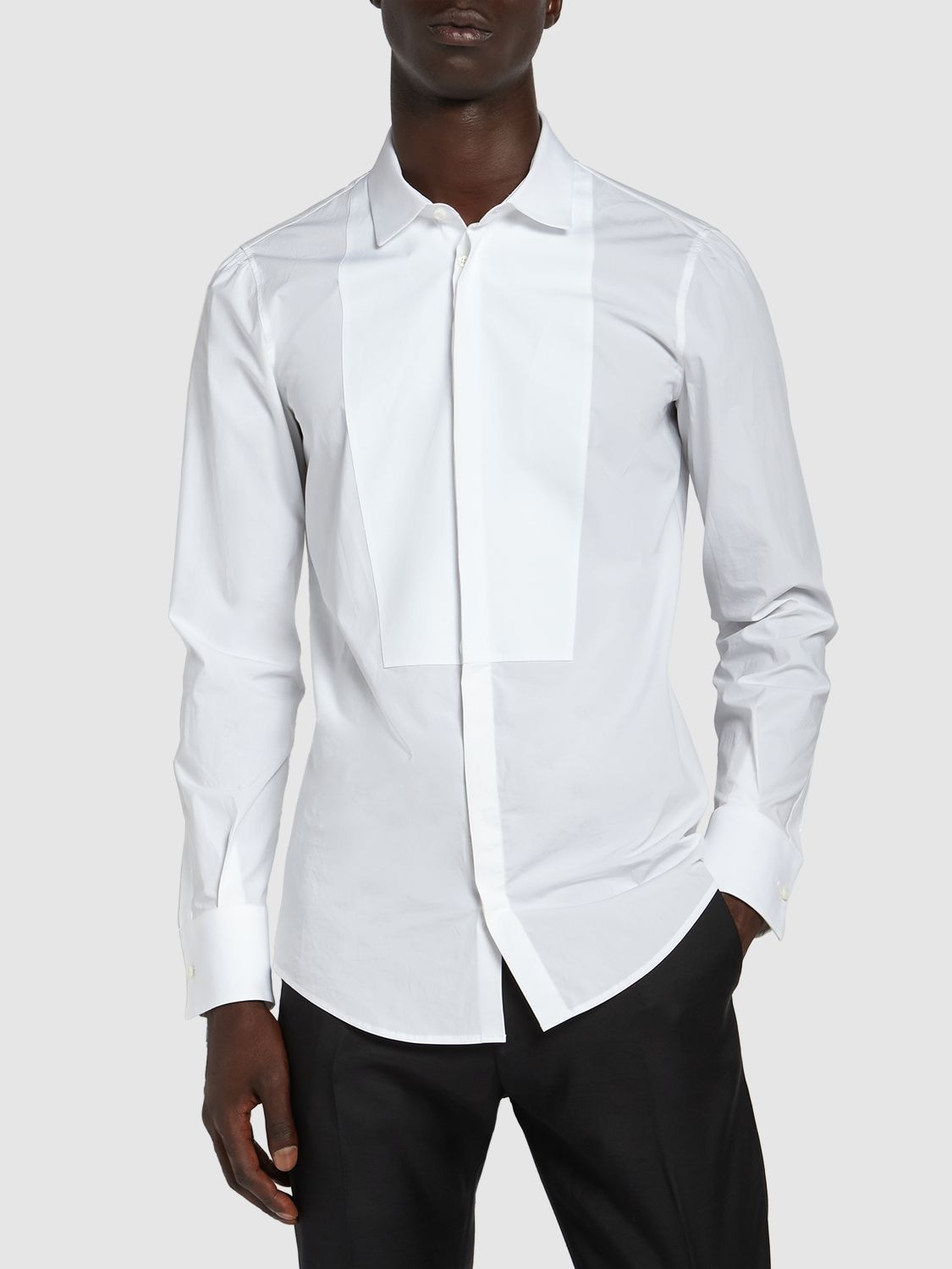 Shop Dsquared2 Slim Fit Cotton Tuxedo Shirt In White