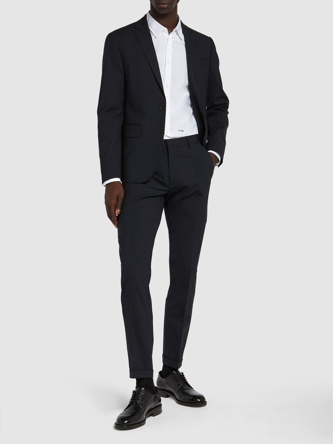 Shop Dsquared2 Paris Fit Single Breasted Wool Suit In Navy