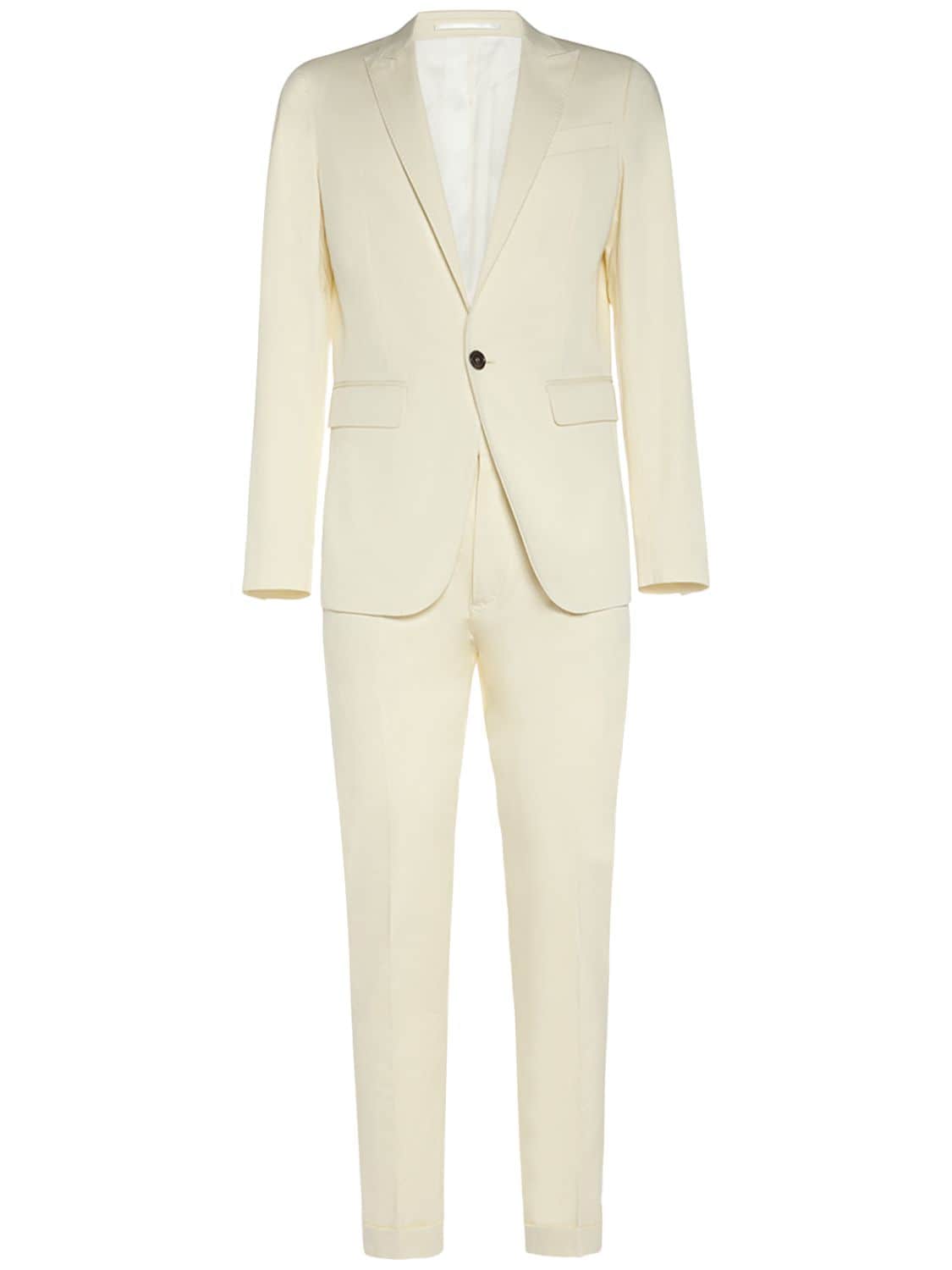 Dsquared2 Einreihiger Baumwollanzug In Berlin-passform In Wollweiss